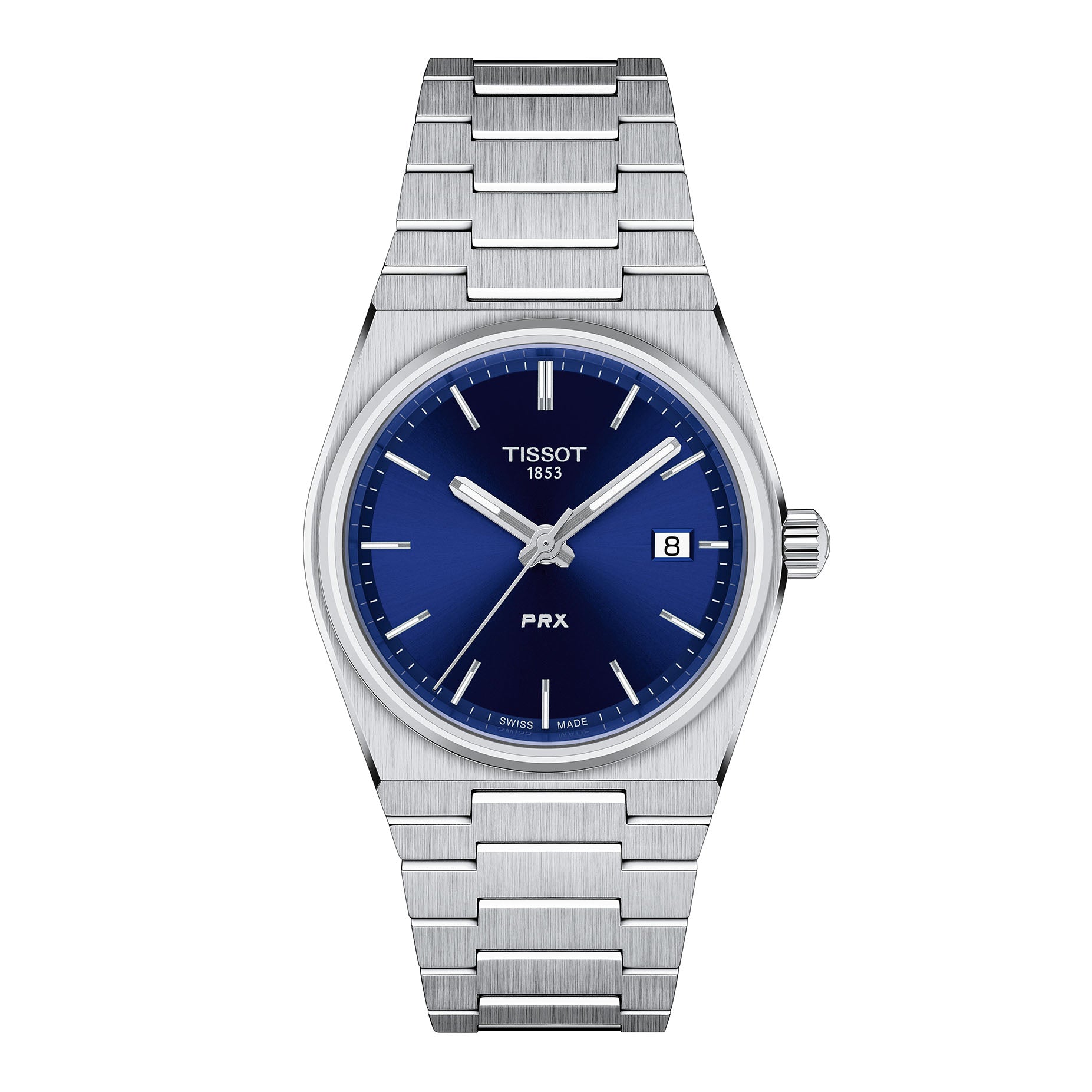 Unisex Tissot PRX 35MM Steel Bracelet Blue Index Dial Date