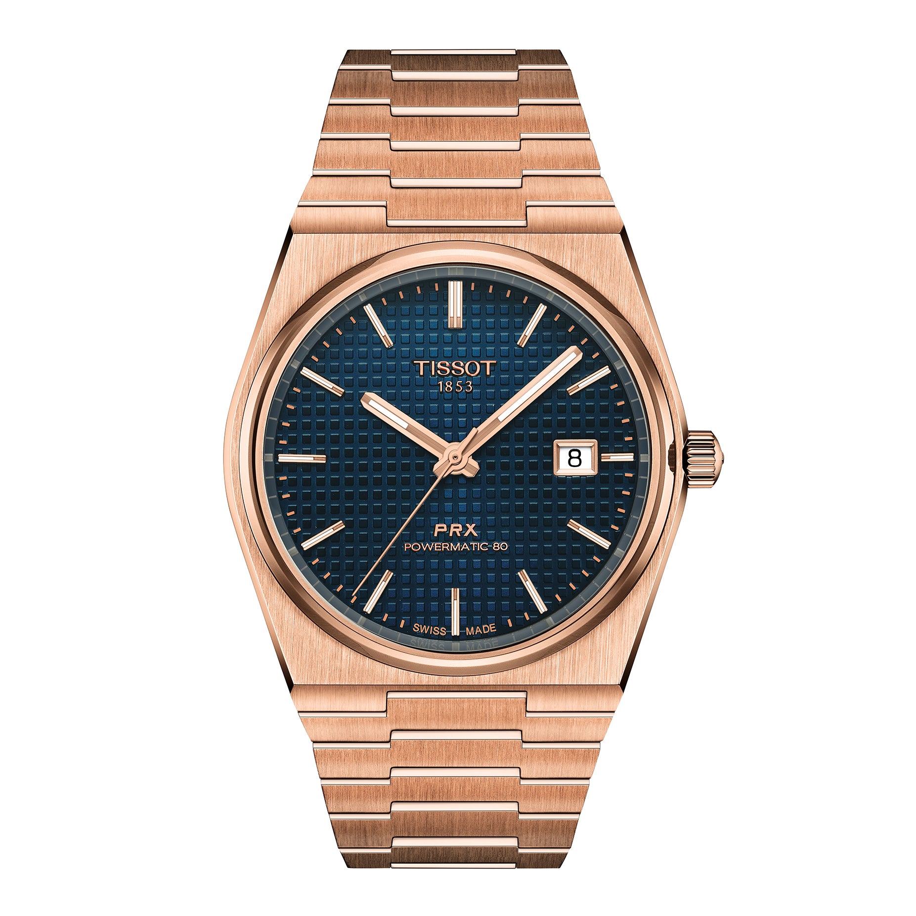 Gents Tissot PRX Powermatic 80 40mm RG PVD Bracelet Blue Dial