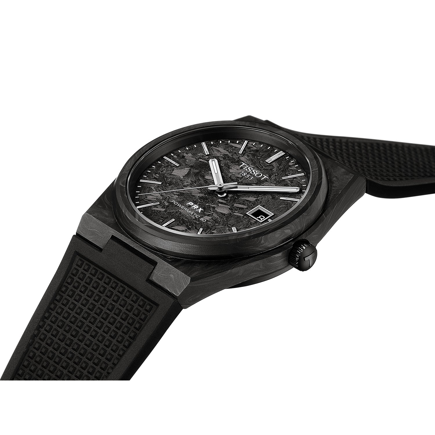 Gents Tissot PRX Powermatic 80 40mm Carbon Black Rubber Strap