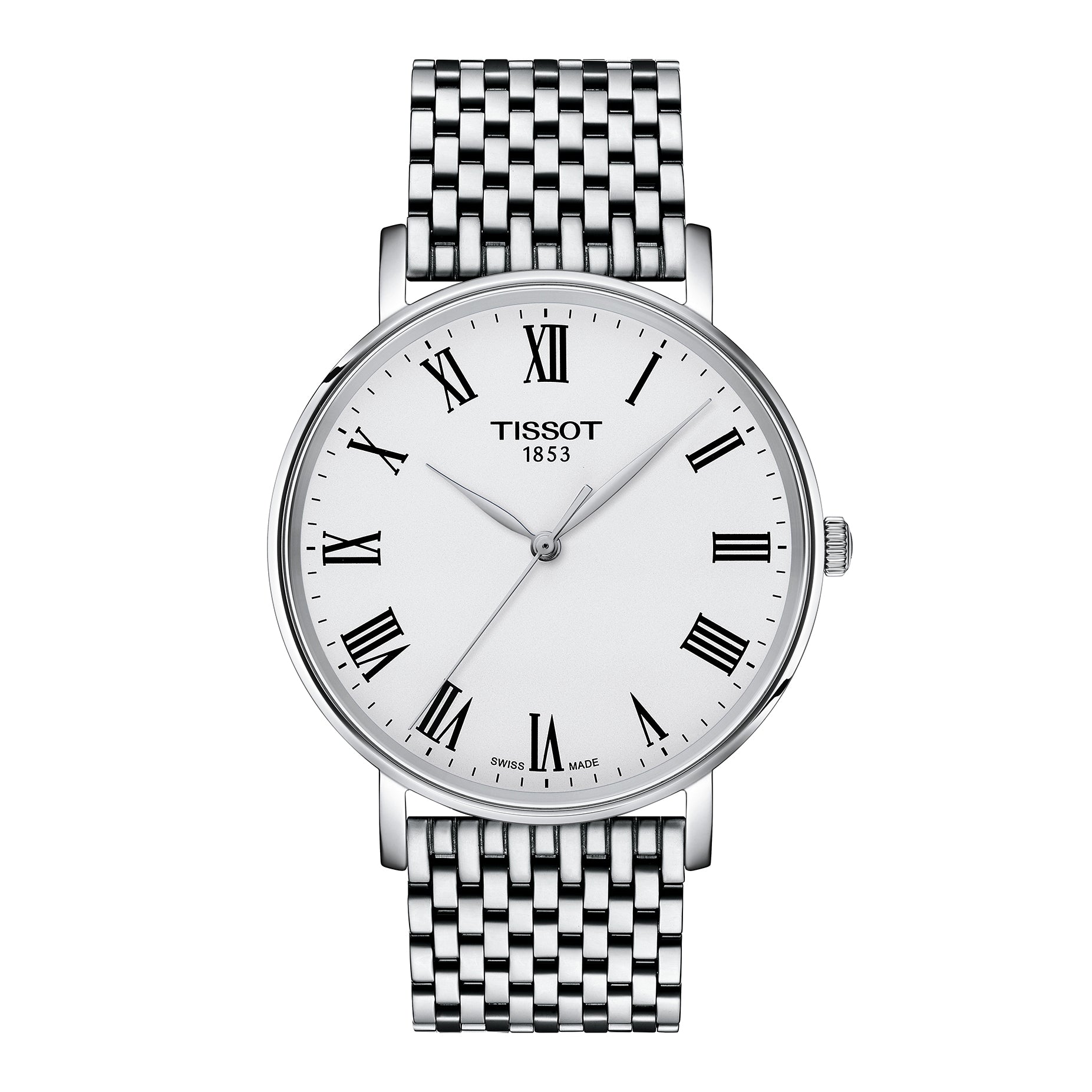 Gents Tissot Everytime 40mm Steel Bracelet White Roman Dial T143.410.11.033.00