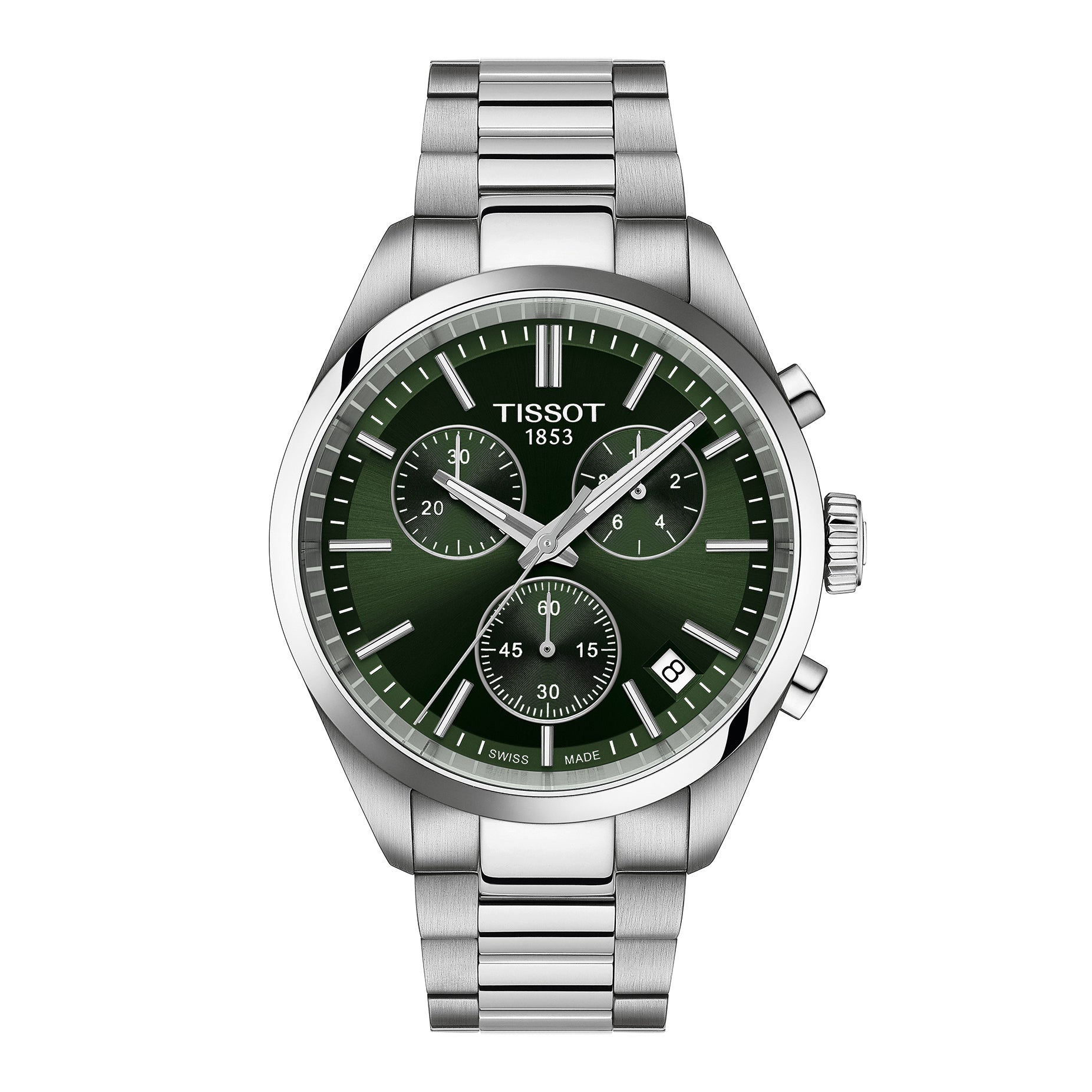Gents Tissot PR100 Quatz 40mm Chronograph Steel Green Dial