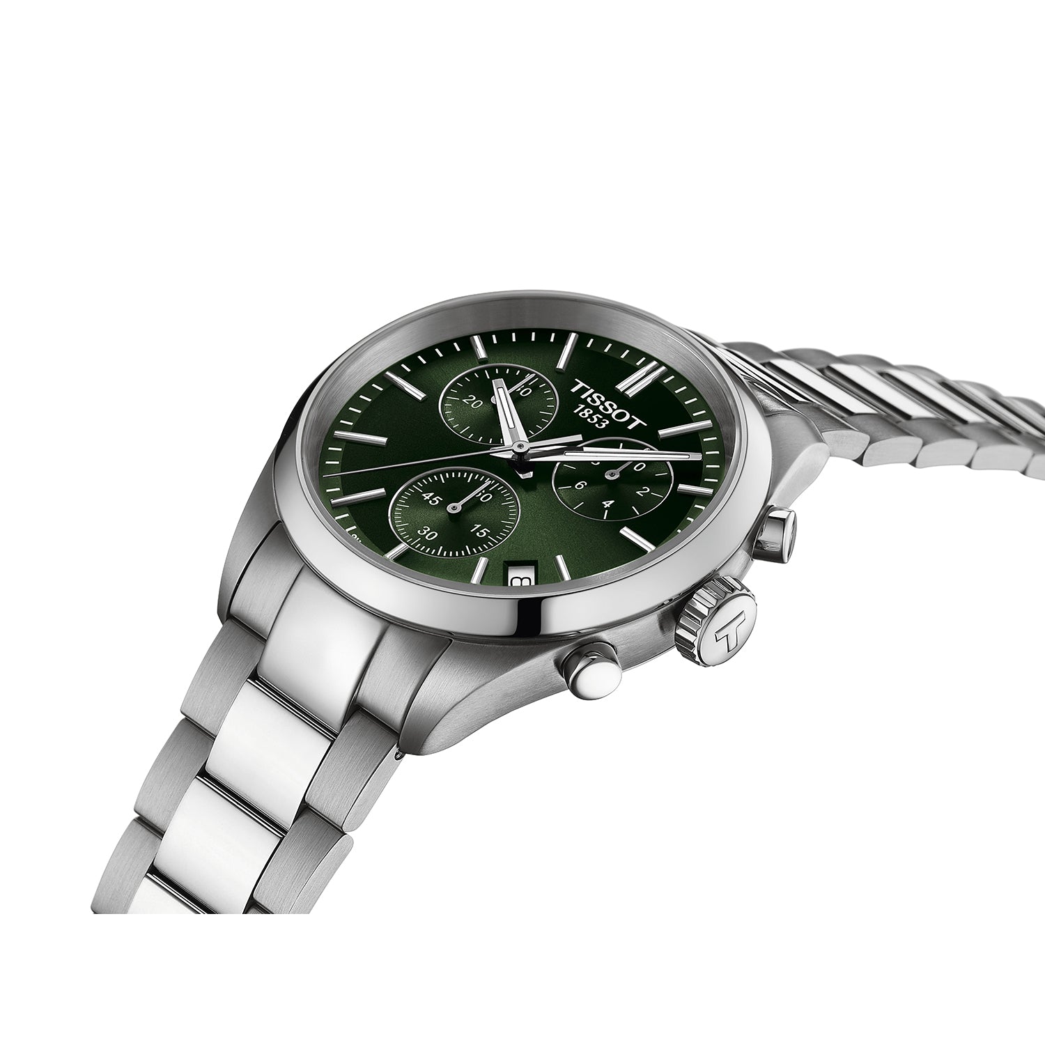 Gents Tissot PR100 Quatz 40mm Chronograph Steel Green Dial
