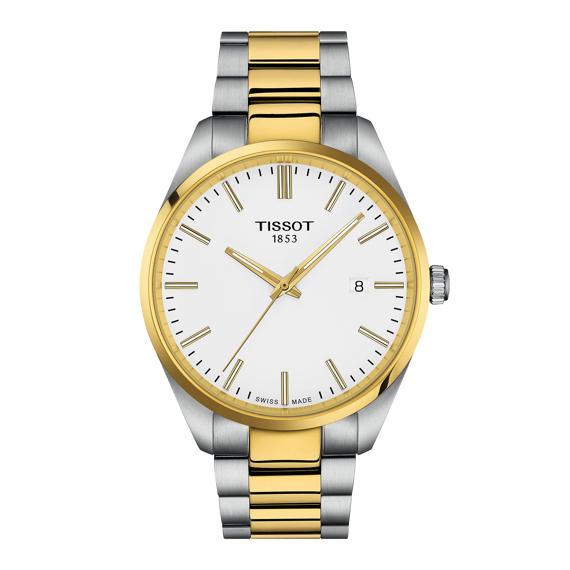 Gents Tissot PR100 40mm Bi Col Bracelet White Dial