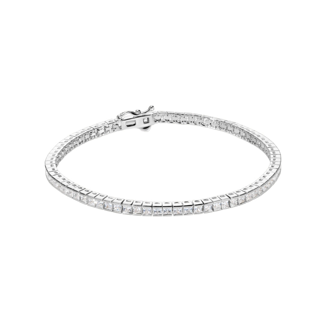Carat London White Gold Plated Silver 2mm Kayla Bracelet Long CB925W-KAYL-W2-L