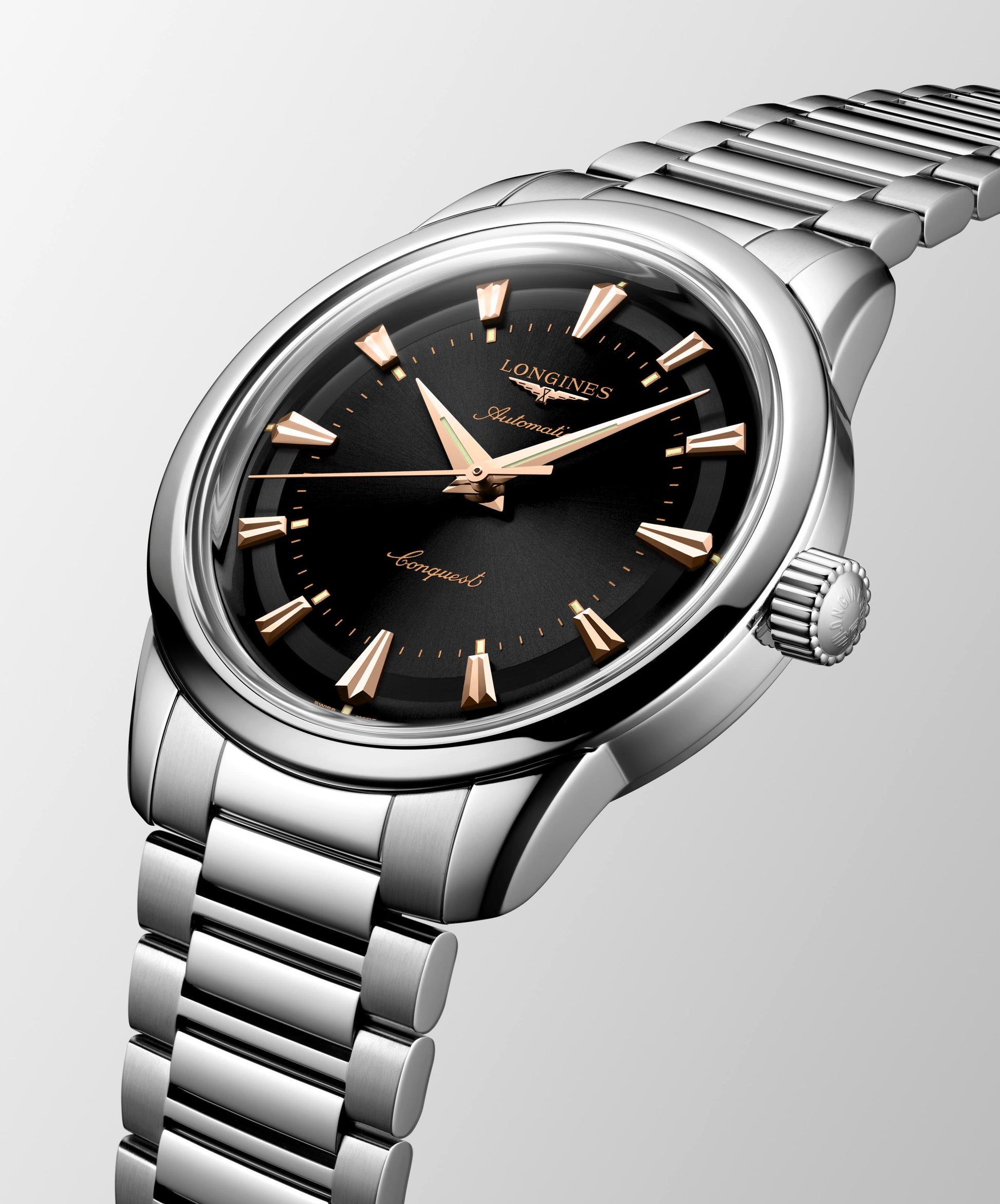 Gents Longines Conquest Heritage Auto 38mm Steel Black Dial