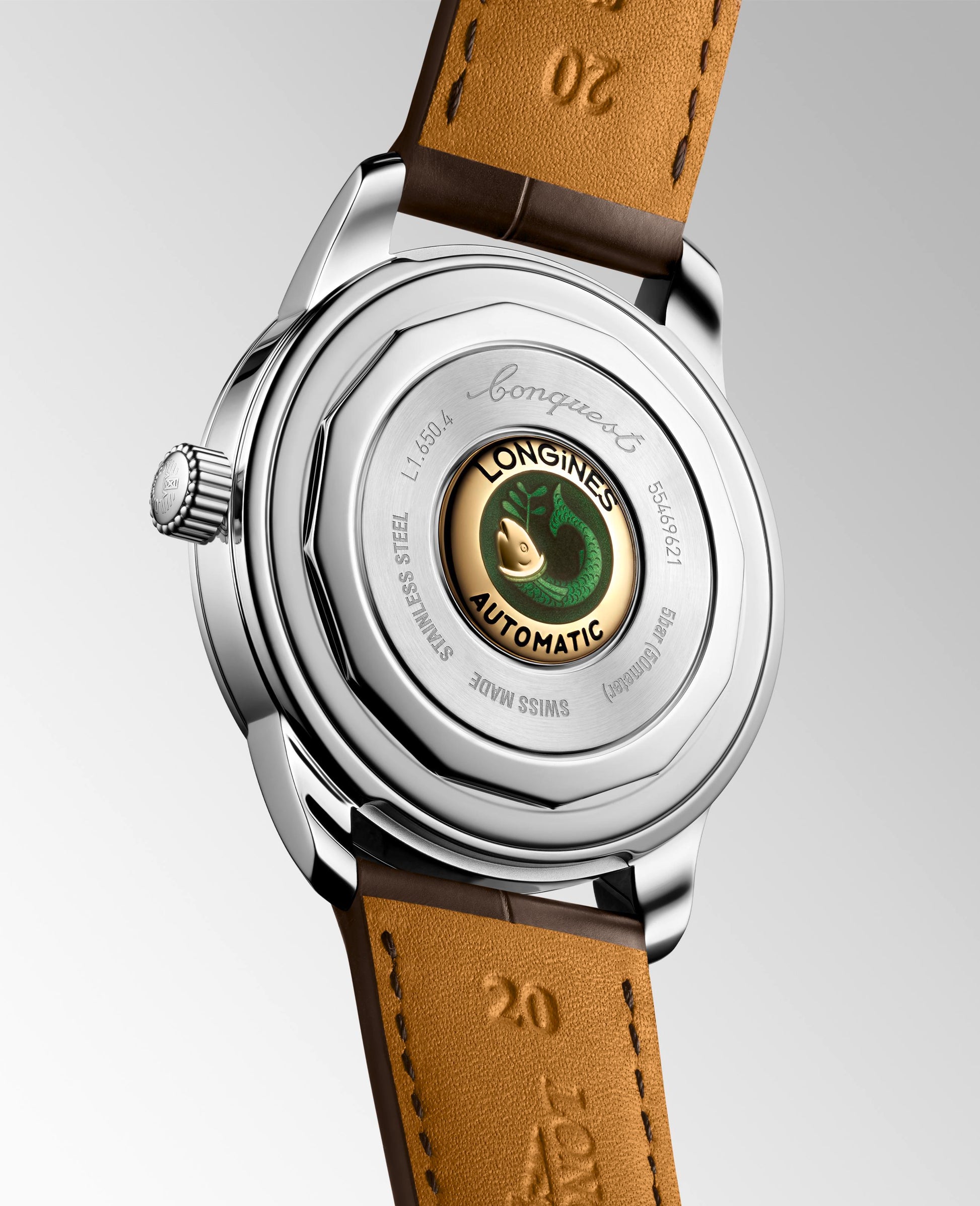 Gents Longines Conquest Auto 38mm Steel on Brown Strap Brown Dial