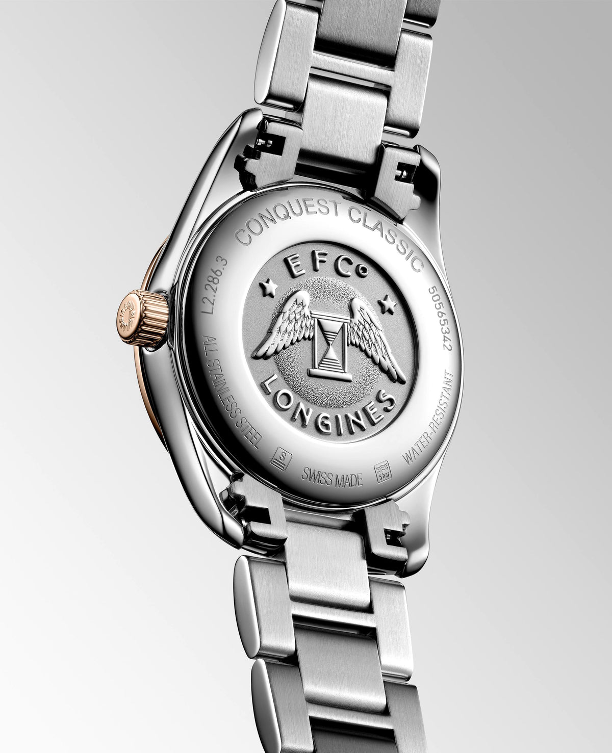 Ladies Longines 29.5mm Conquest  Steel & RG PVD Bracelet Silver Dial