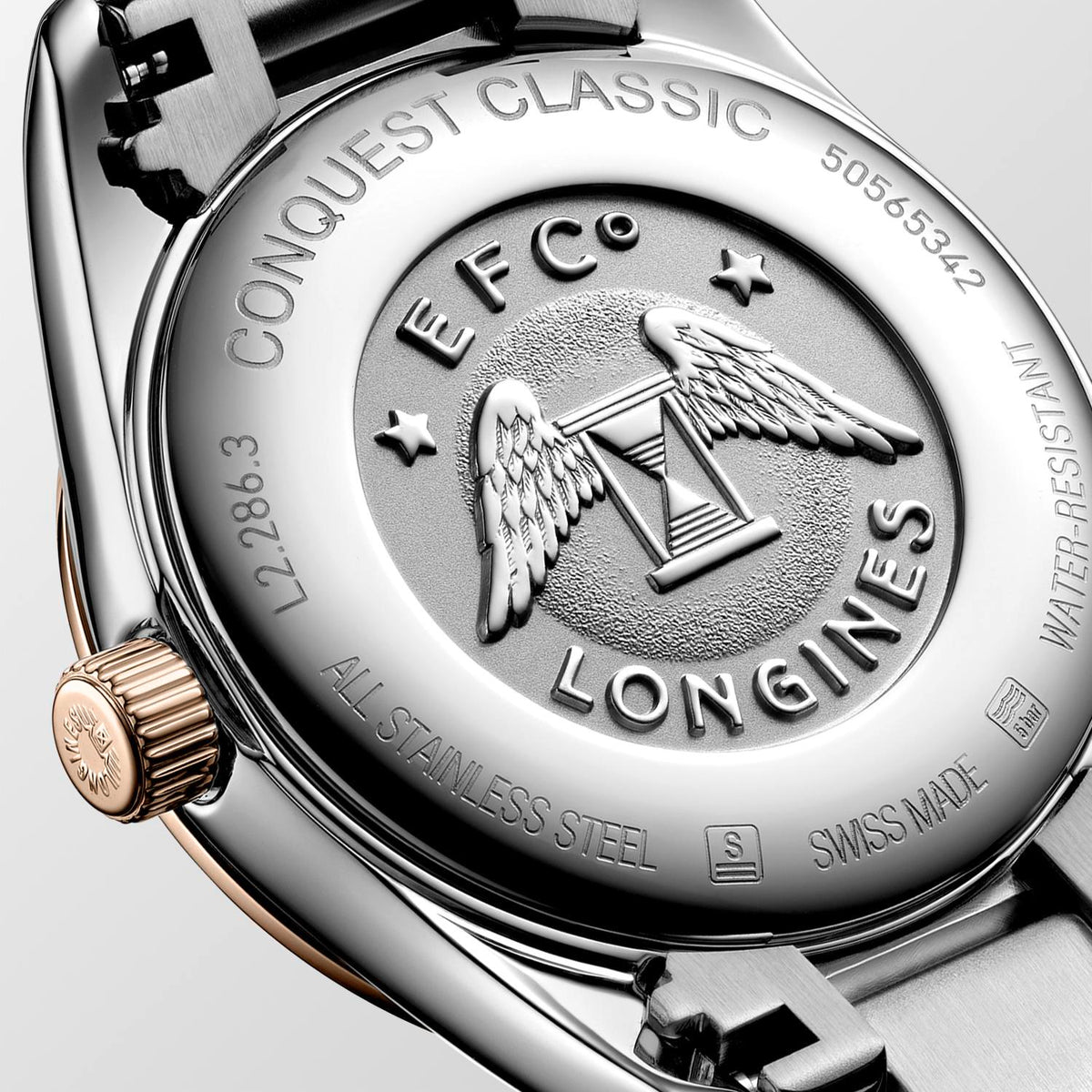 Ladies Longines 29.5mm Conquest  Steel & RG PVD Bracelet Silver Dial