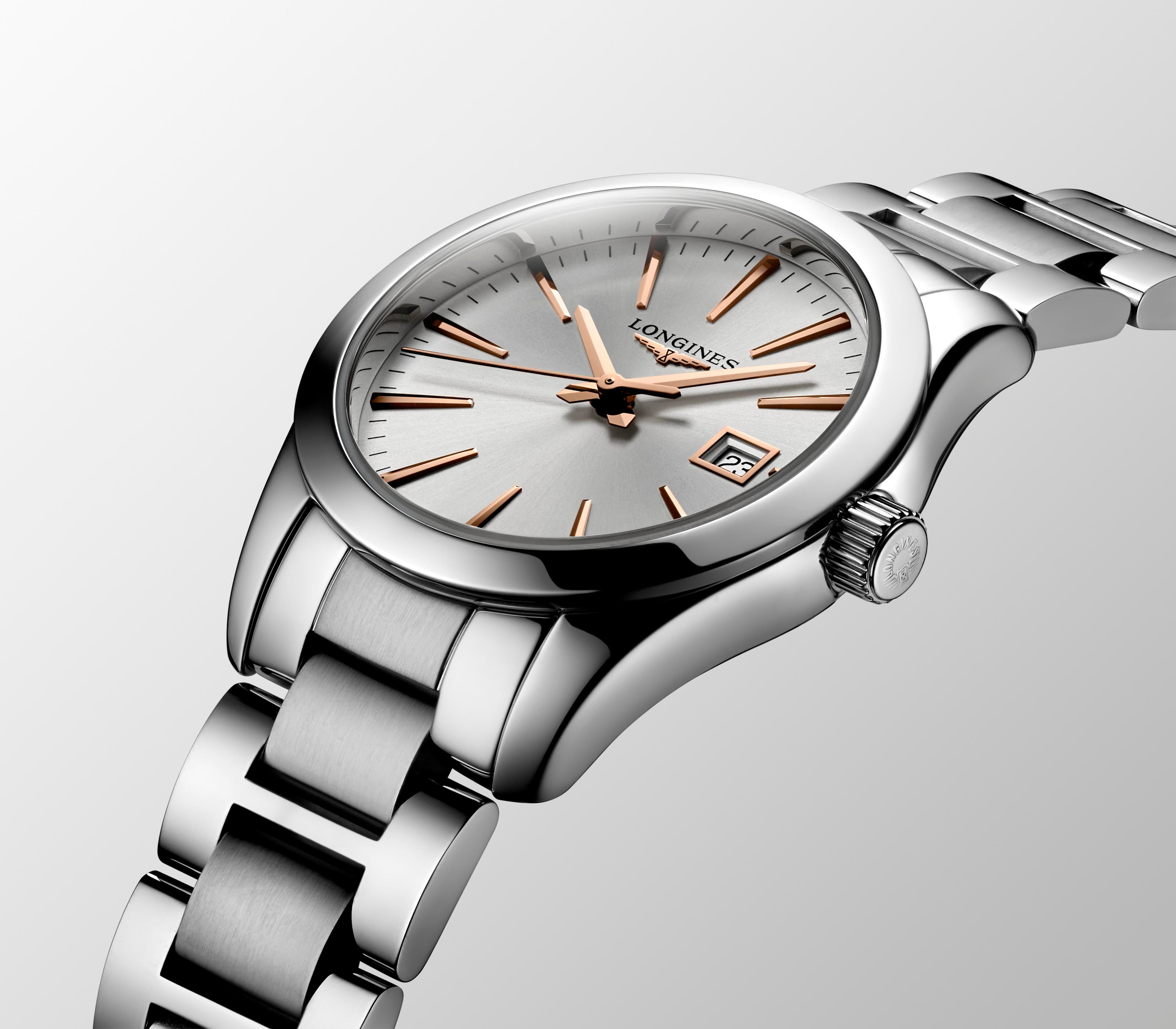 Ladies Longines 29.5mm Conquest Steel Bracelet Silver Dial