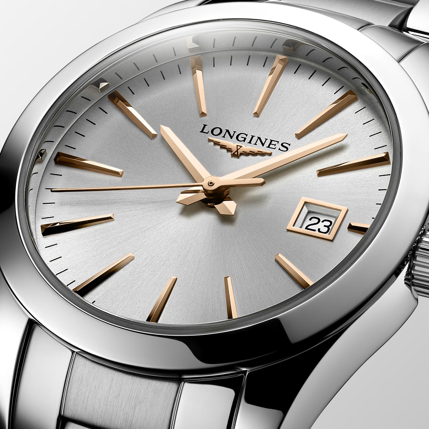 Ladies Longines 29.5mm Conquest Steel Bracelet Silver Dial