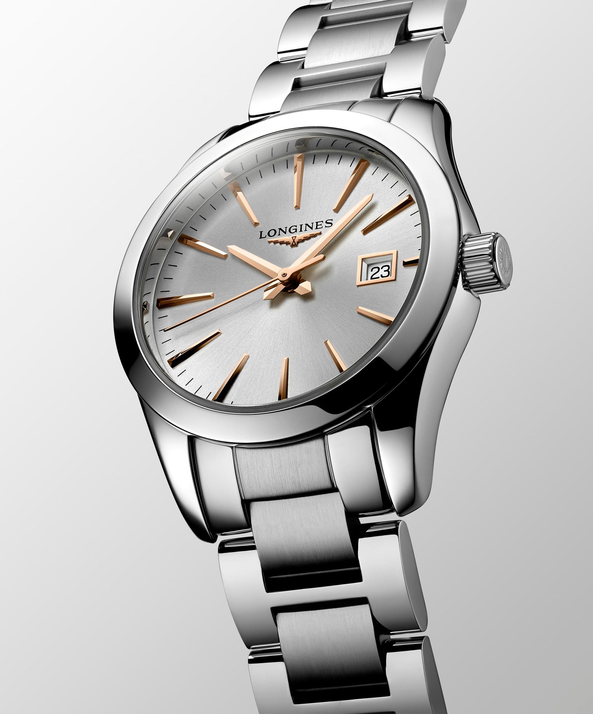Ladies Longines 29.5mm Conquest Steel Bracelet Silver Dial