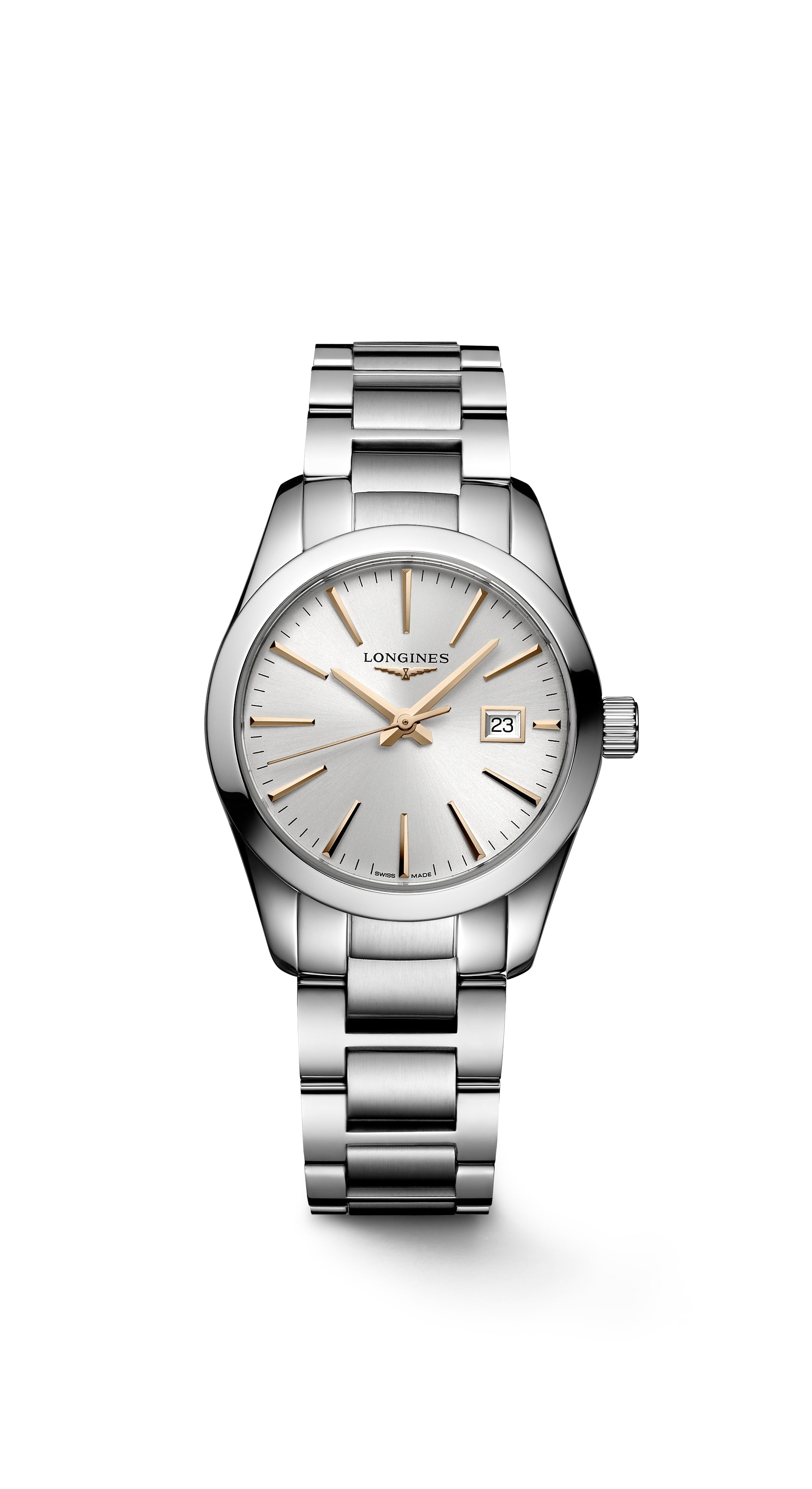 Ladies Longines 29.5mm Conquest Steel Bracelet Silver Dial