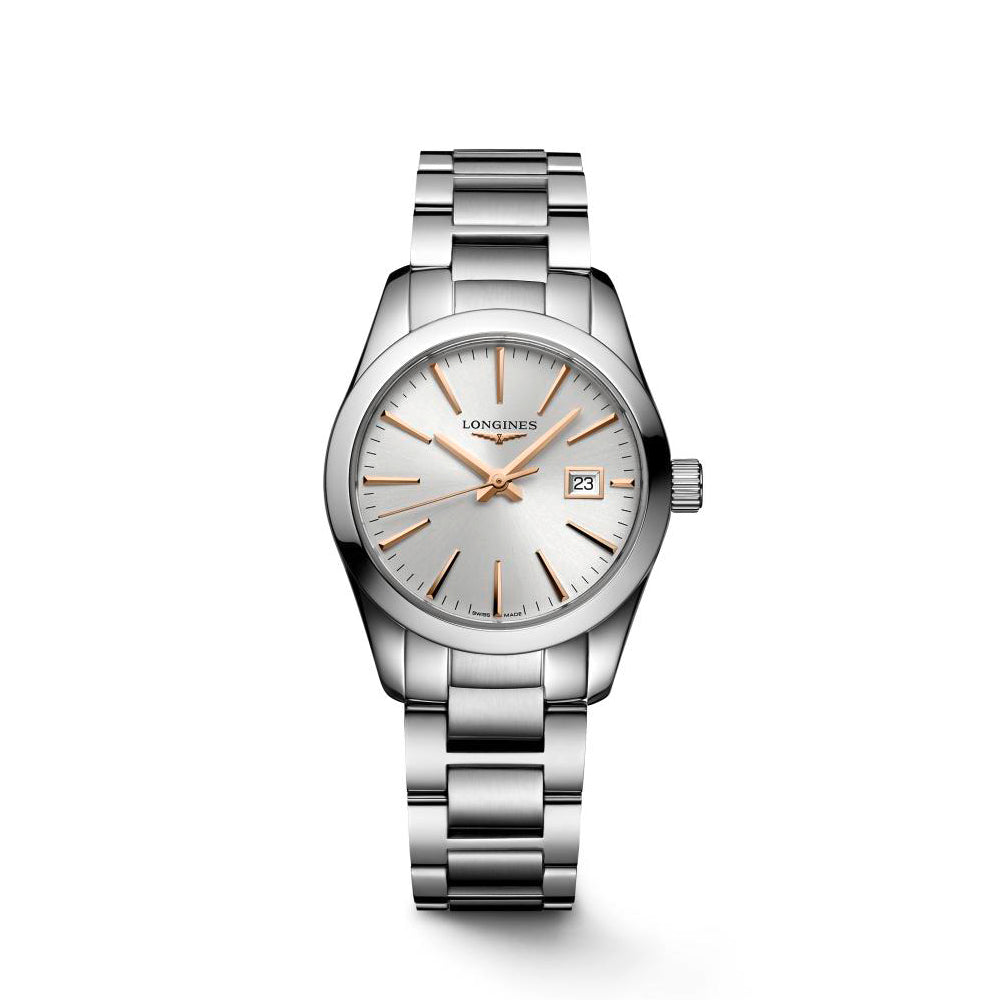 Ladies Longines 29.5mm Conquest Steel Bracelet Silver Dial