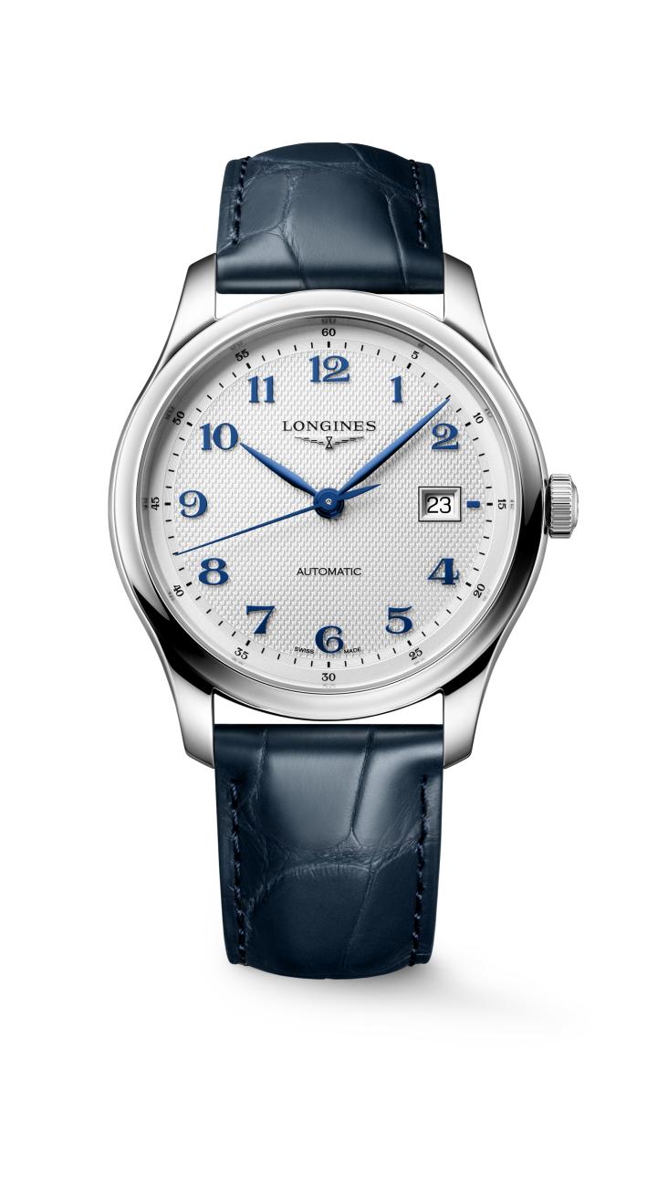 Gents Longines 41mm Master Collection Automatic Steel Case Silver Arabic Numeral Dial Navy Strap L2.950.4.73.2