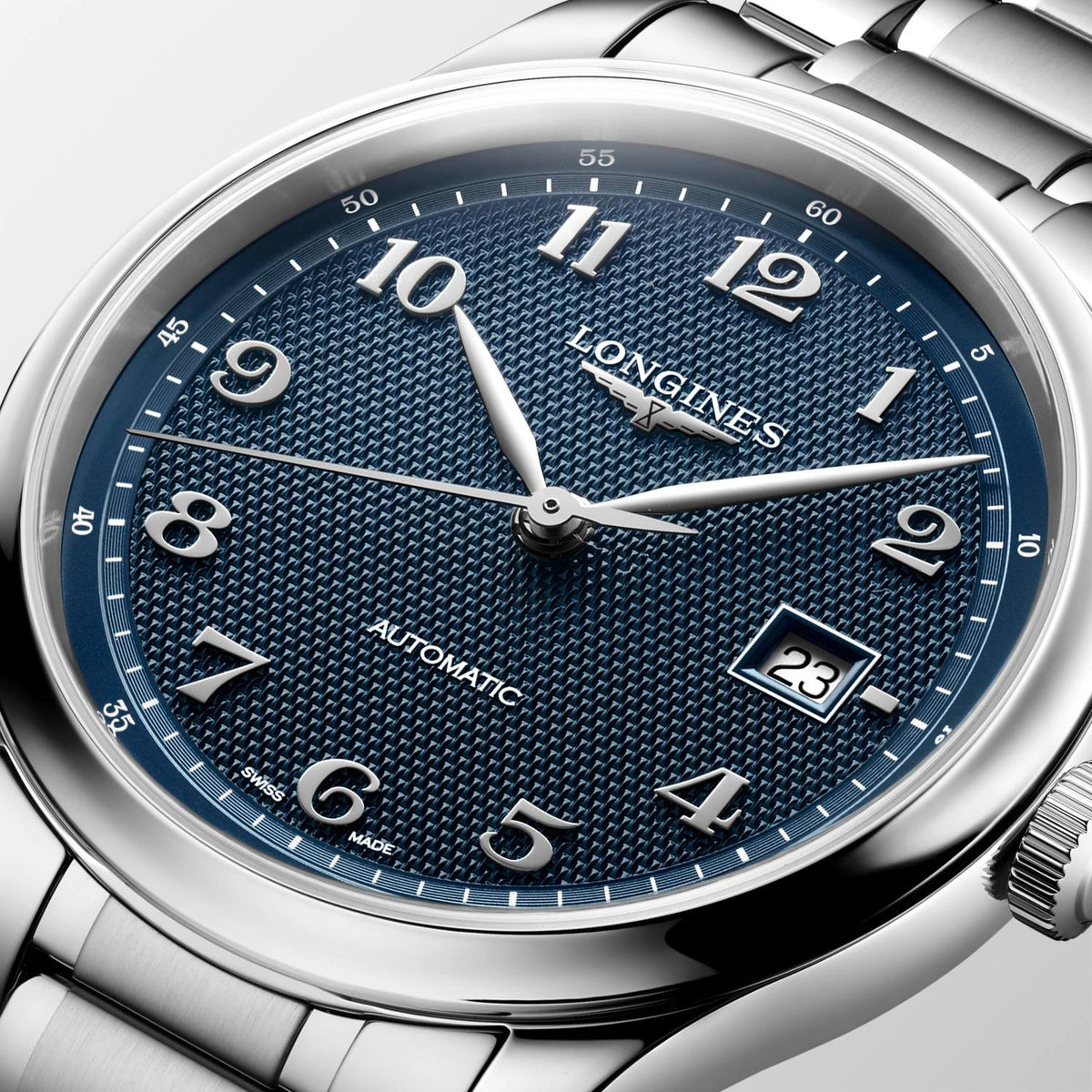 Gents Longines 41mm Master Collection Automatic Steel Bracelet Blue Arabic Numeral Dial L2.950.4.93.6