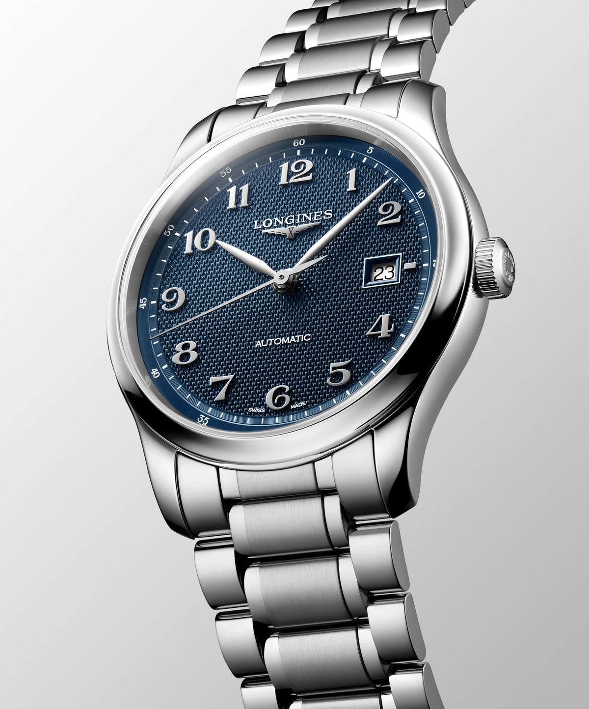 Gents Longines 41mm Master Collection Automatic Steel Bracelet Blue Arabic Numeral Dial L2.950.4.93.6