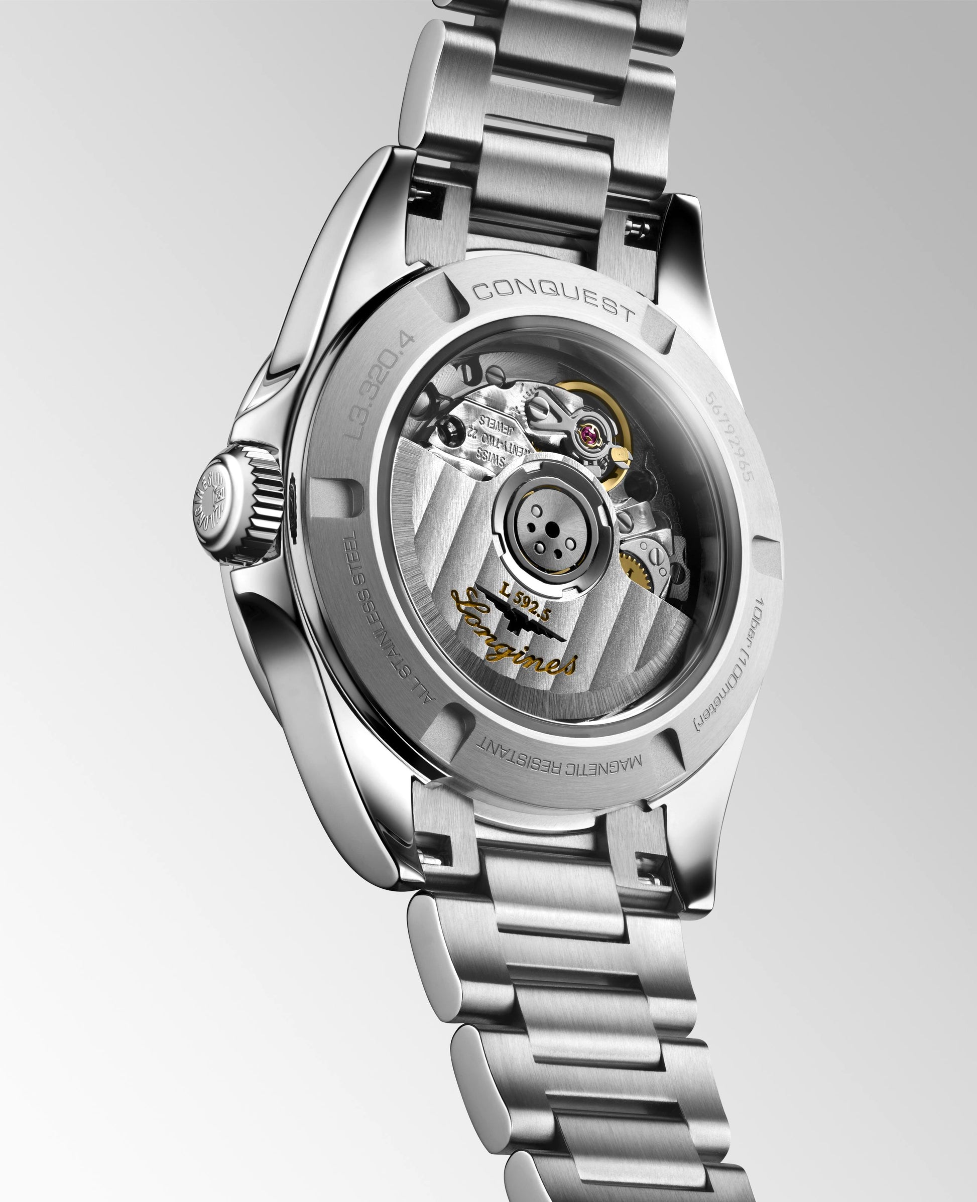 Ladies Longines Conquest Automatic 30mm Steel MOP Diamond Dial