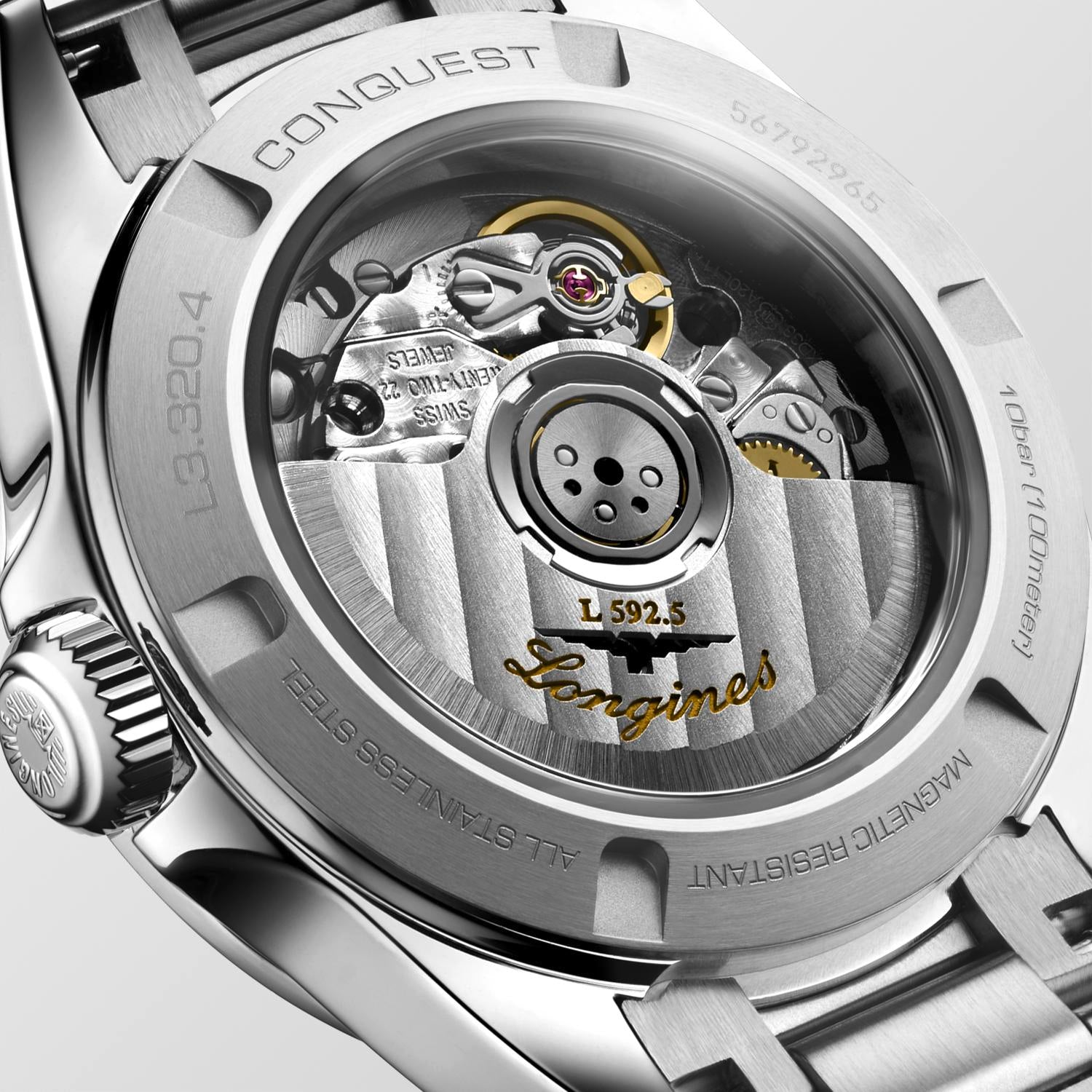 Ladies Longines Conquest Automatic 30mm Steel MOP Diamond Dial