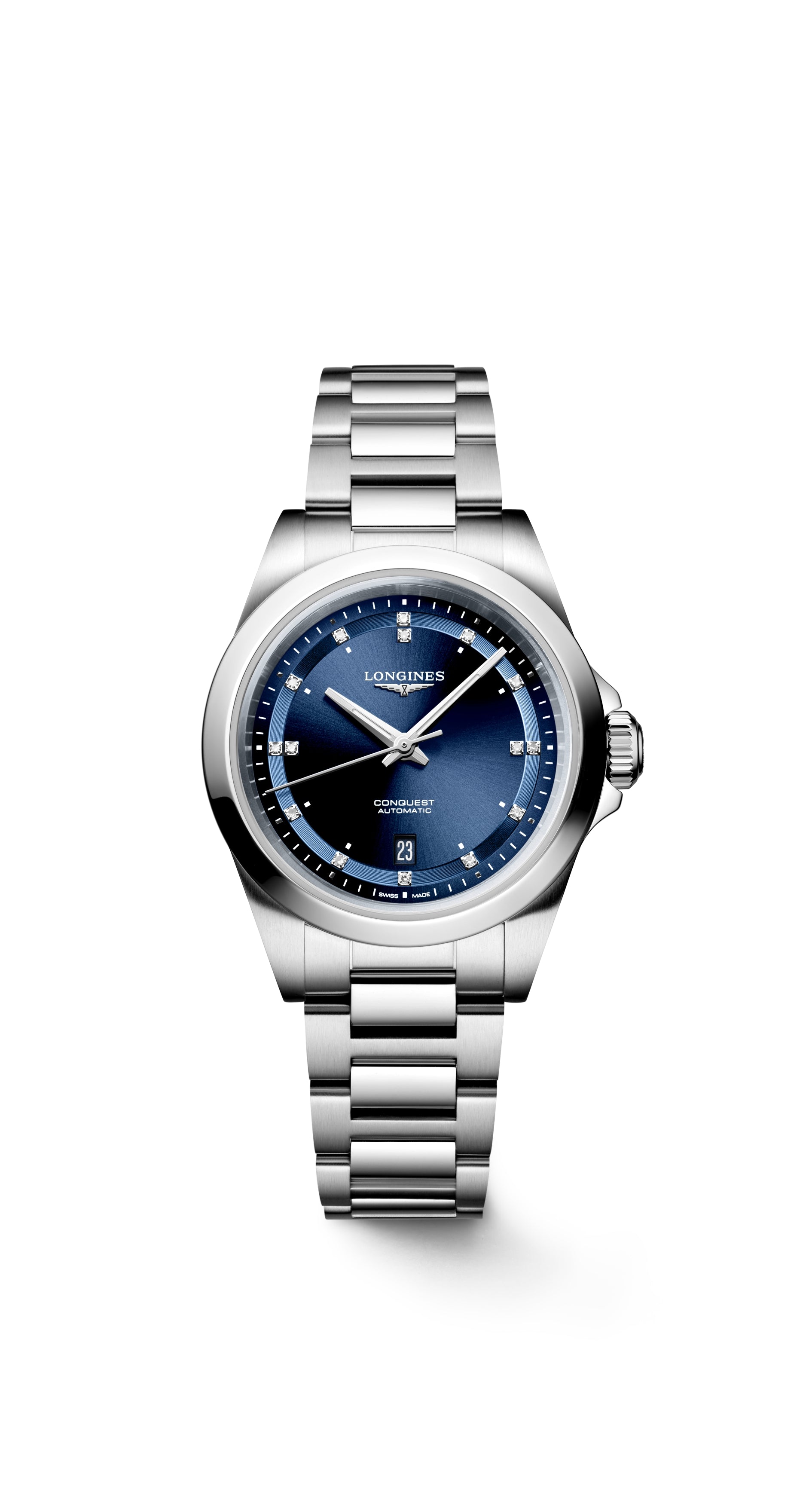 Ladies Longines Conquest Automatic 30mm Steel Blue Diamond Dial