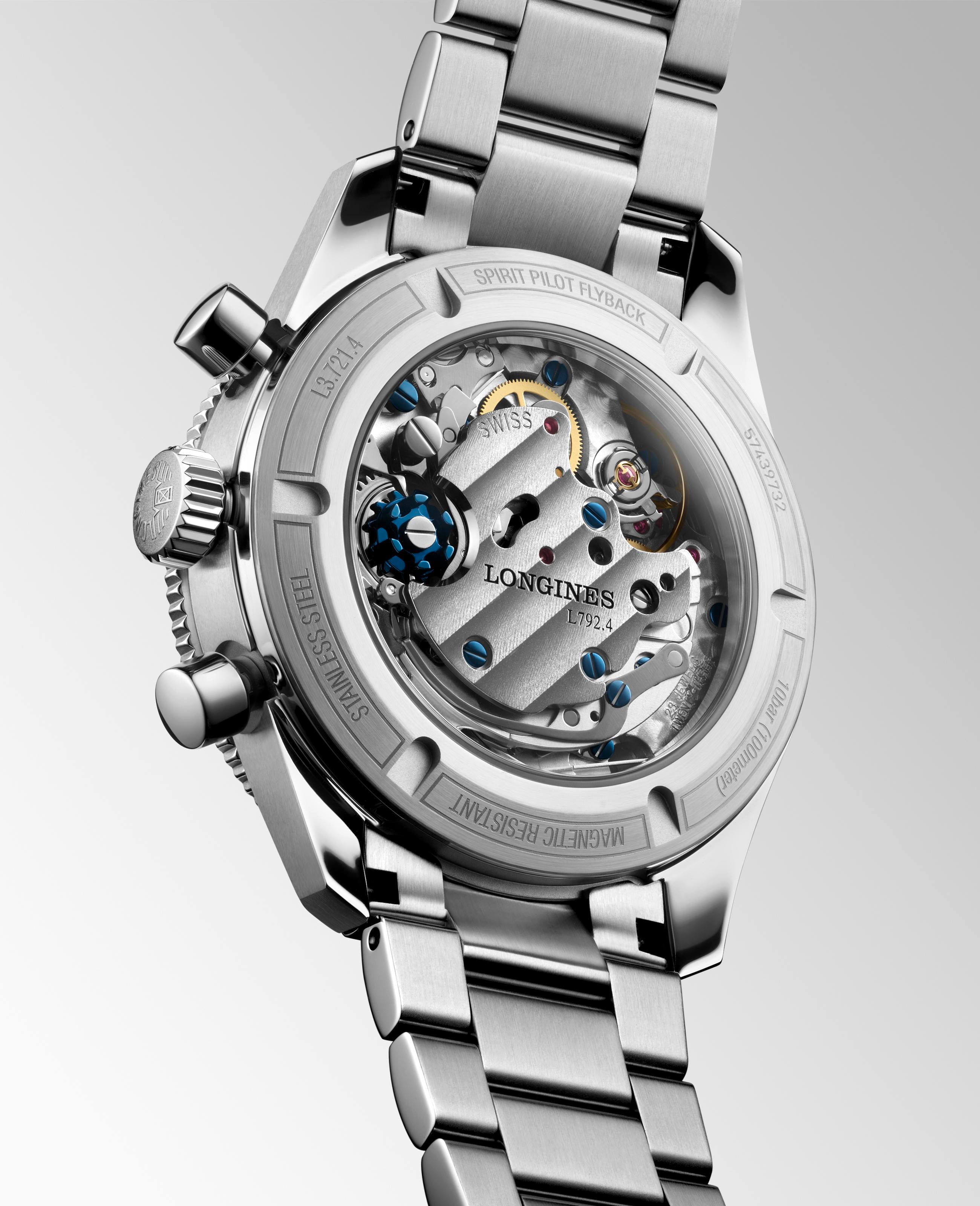 Gents Longines Spirit Chrono Pilot Flyback 39.5mm Steel & Ceramic Black Dial