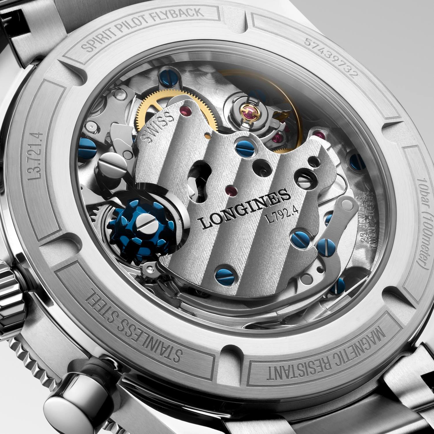 Gents Longines Spirit Chrono Pilot Flyback 39.5mm Steel & Ceramic Black Dial