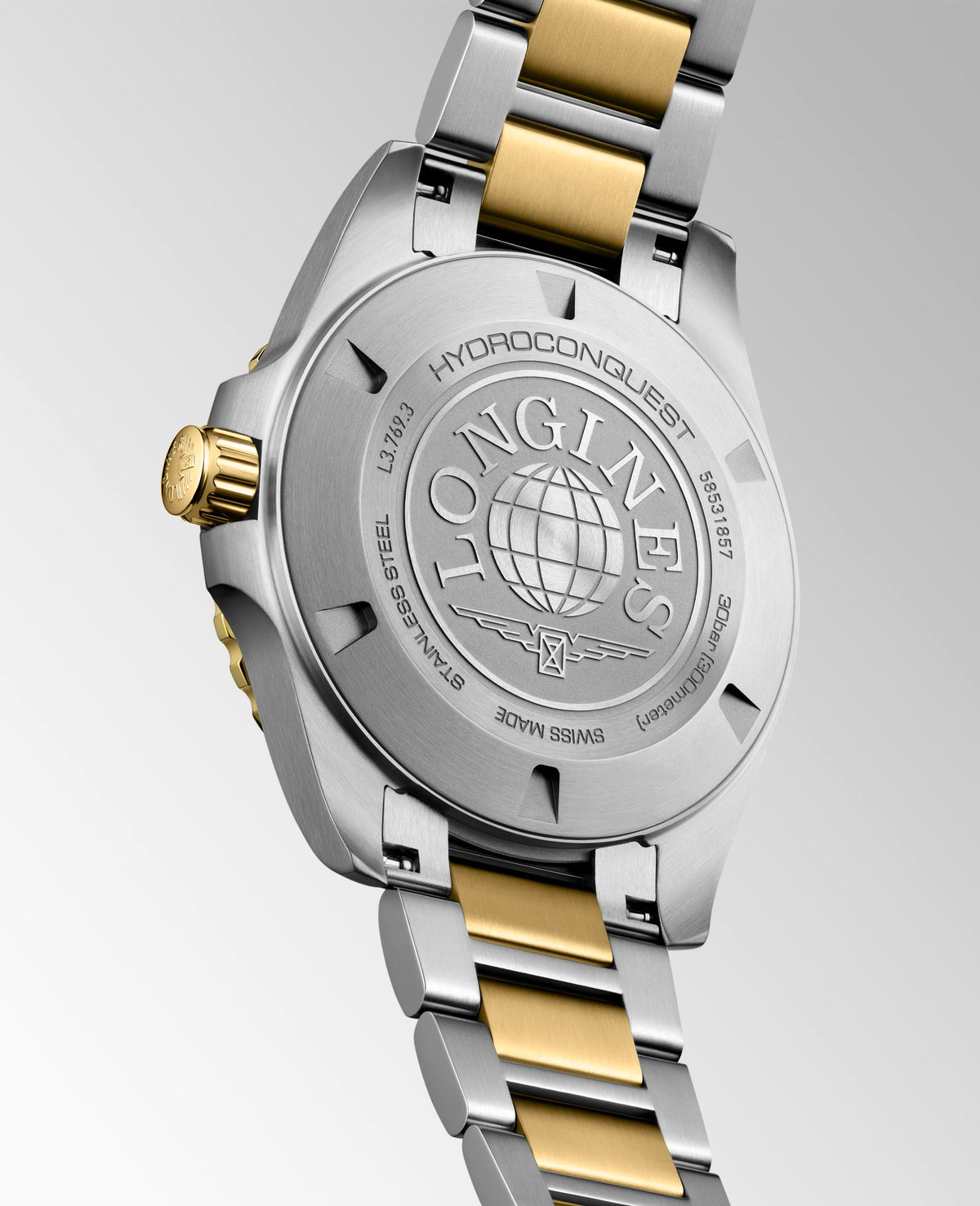 Gents Longines Hydroconquest 300m Quartz 42mm Steel and Yellow Gold PVD Bracelet Black Dial L3.769.3.56.7