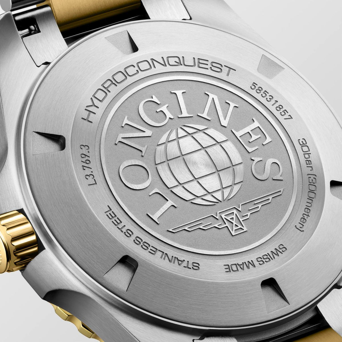Gents Longines Hydroconquest 300m Quartz 42mm Steel and Yellow Gold PVD Bracelet Blue Dial L3.769.3.96.7