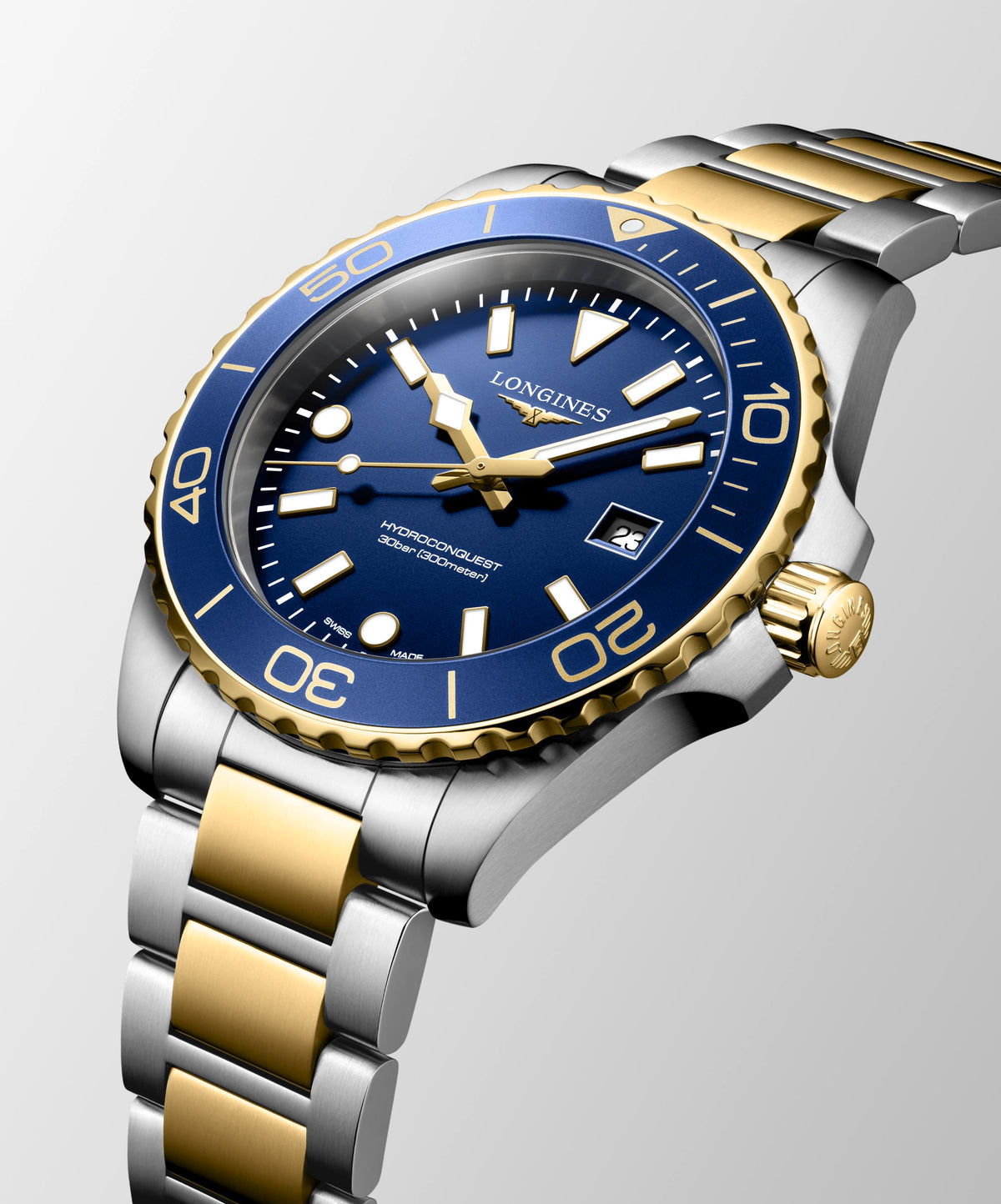 Gents Longines Hydroconquest 300m Quartz 42mm Steel and Yellow Gold PVD Bracelet Blue Dial L3.769.3.96.7