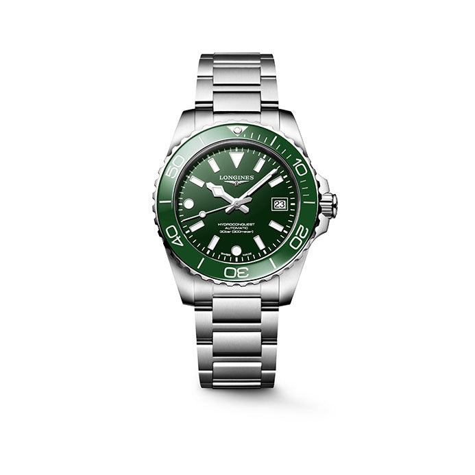Gents Longines Hydroconquest Automatic 39mm Steel Bracelet Green Dial Green Ceramic Bezel
