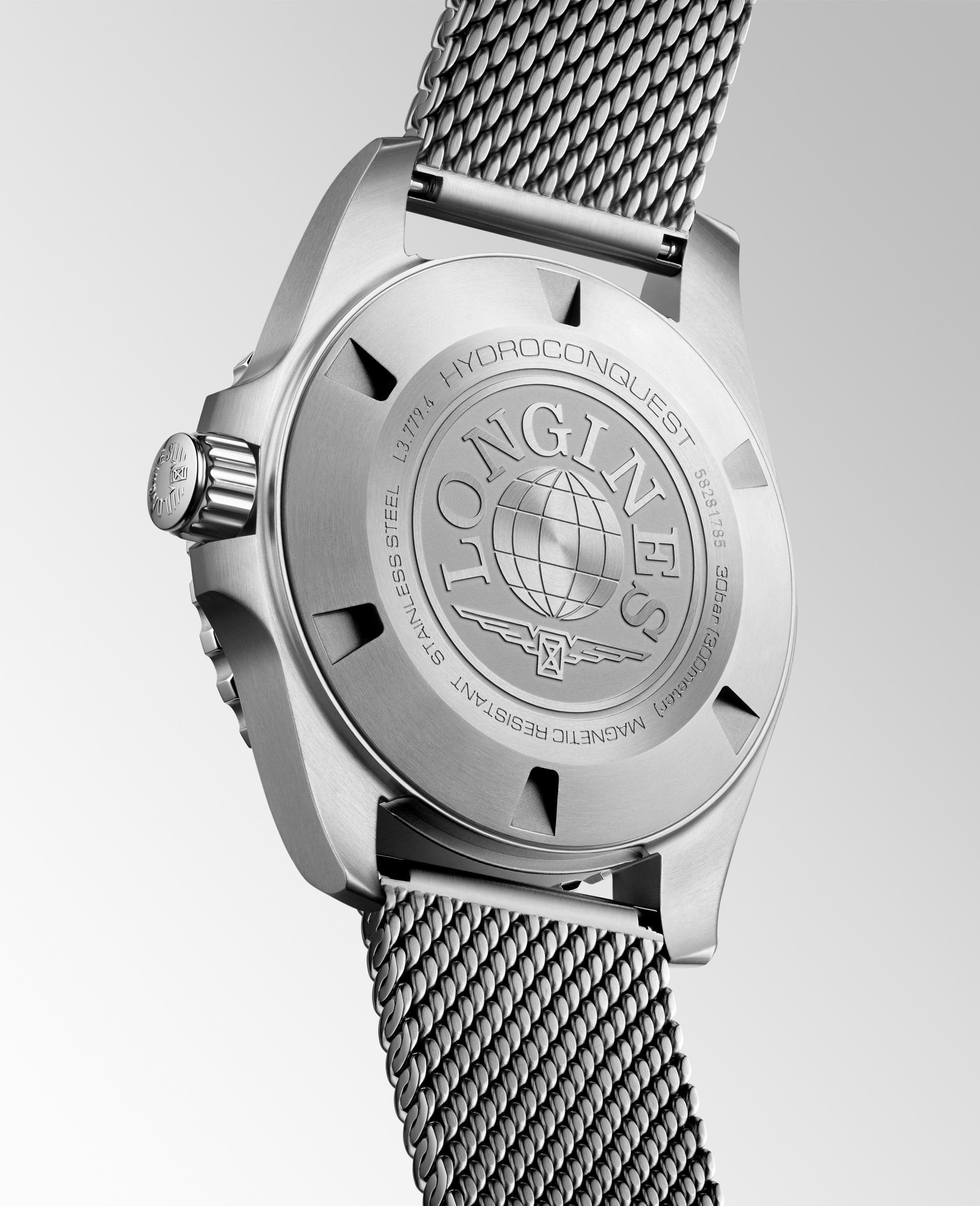 Gents Longines Hydroconquest Automatic 39mm Steel Bracelet Black Dial with Date Blue Bezel L3.779.4.90.6