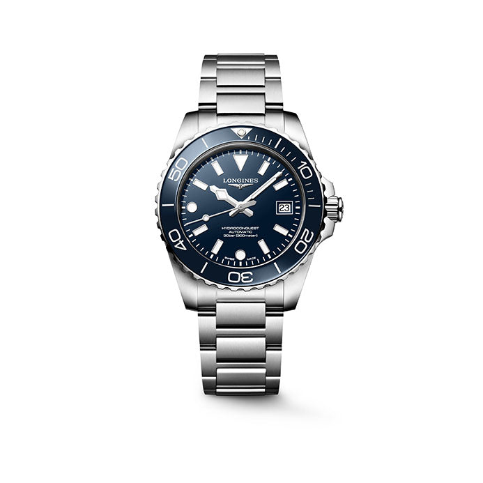 Gents Longines Hydroconquest Automatic 39mm Steel Bracelet Blue Dial Blue Ceramic Bezel L3.779.4.96.6