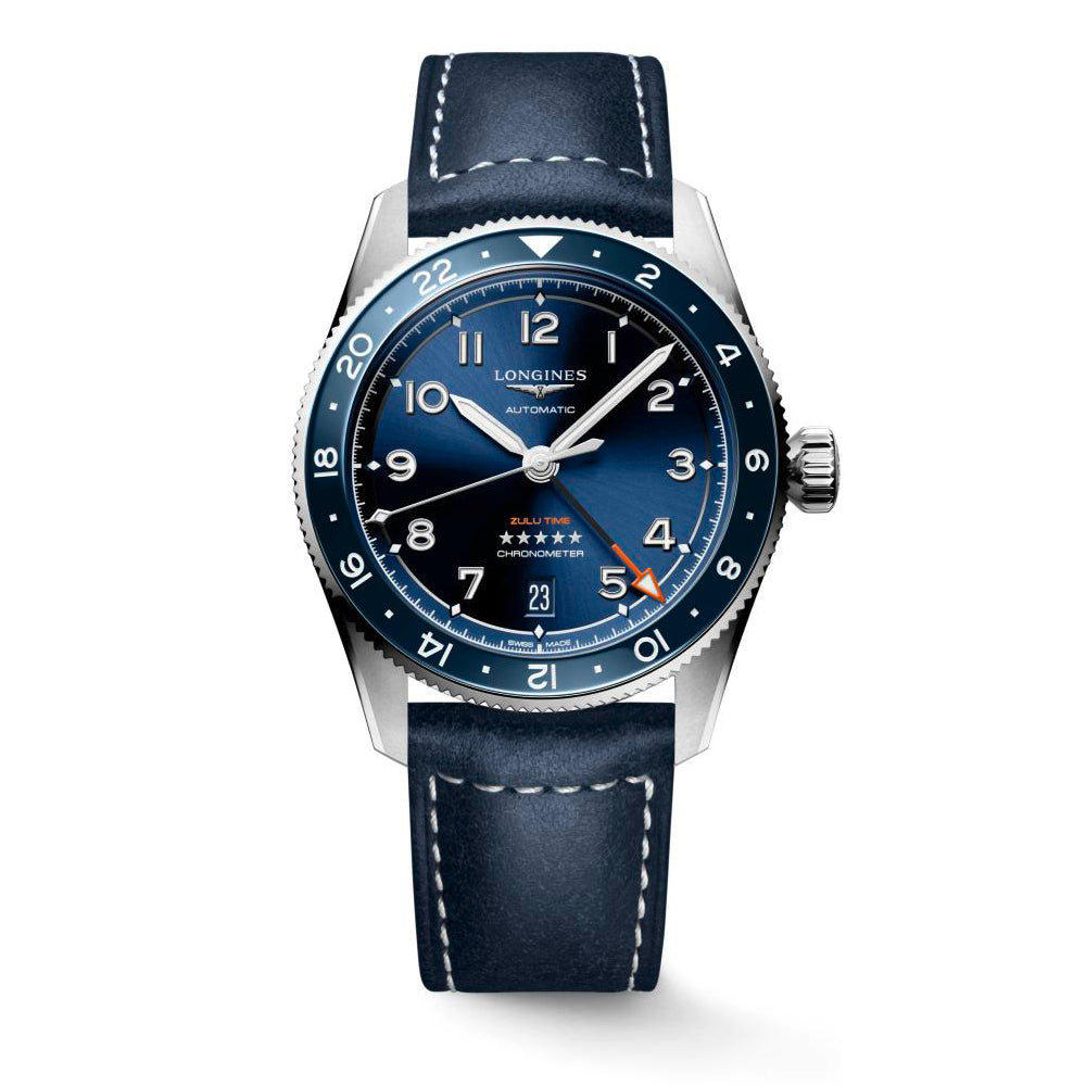 Gents Longines Spirit Auto 39mm Blue Dial & Bezel Navy Strap Date