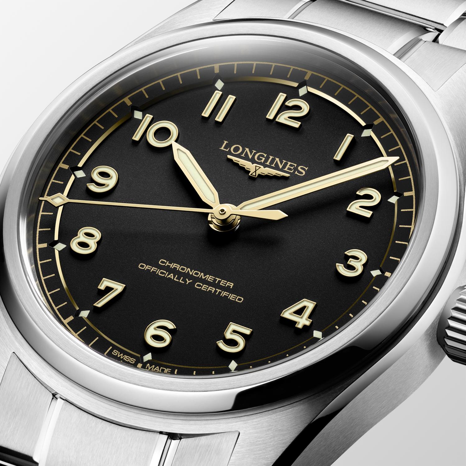 Gents Longines Spirit Auto 39mm Steel Bracelet Black Dial