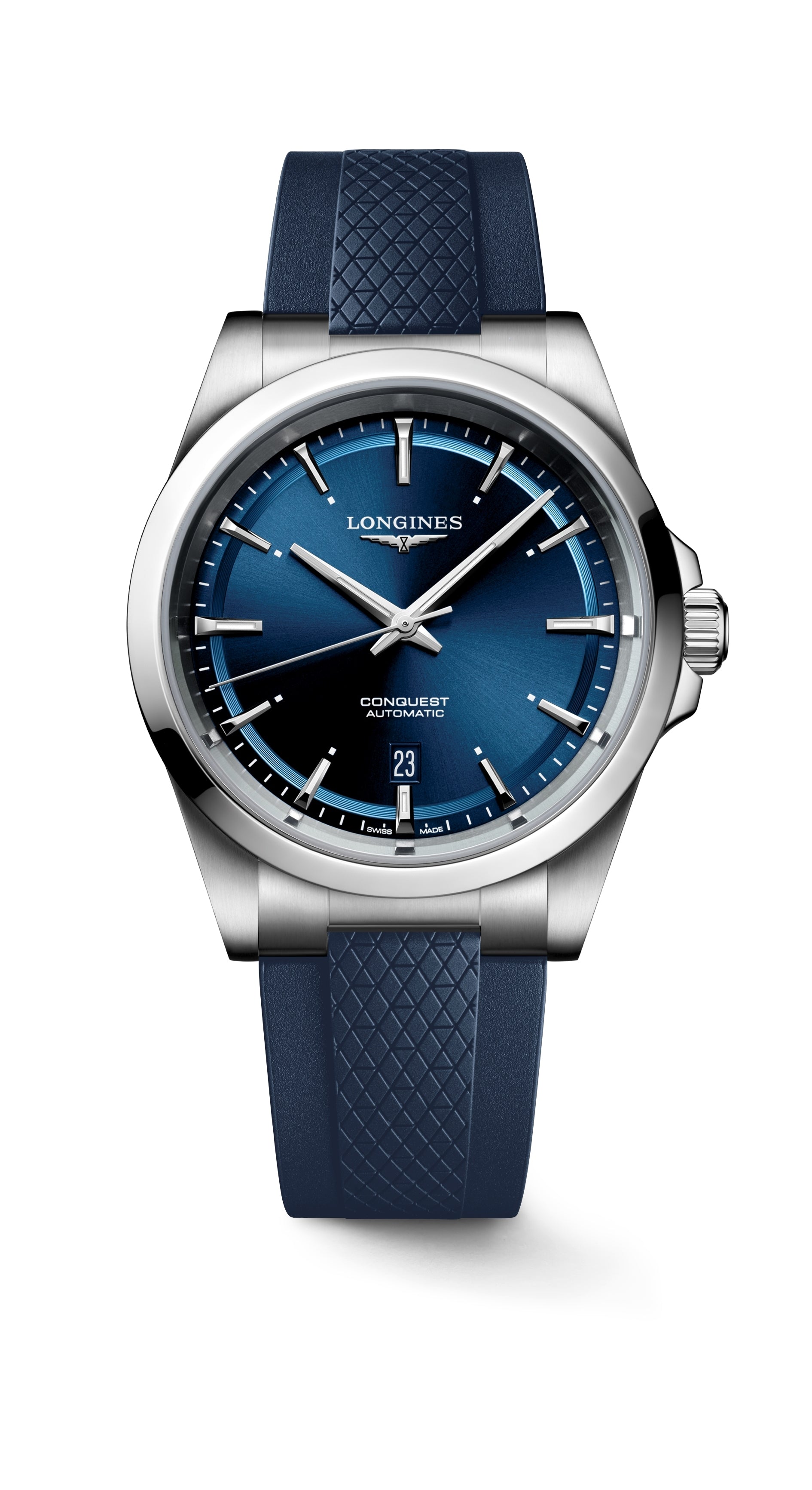 Gents Longines Conquest Auto 41mm Steel Case Blue Dial Blue Strap