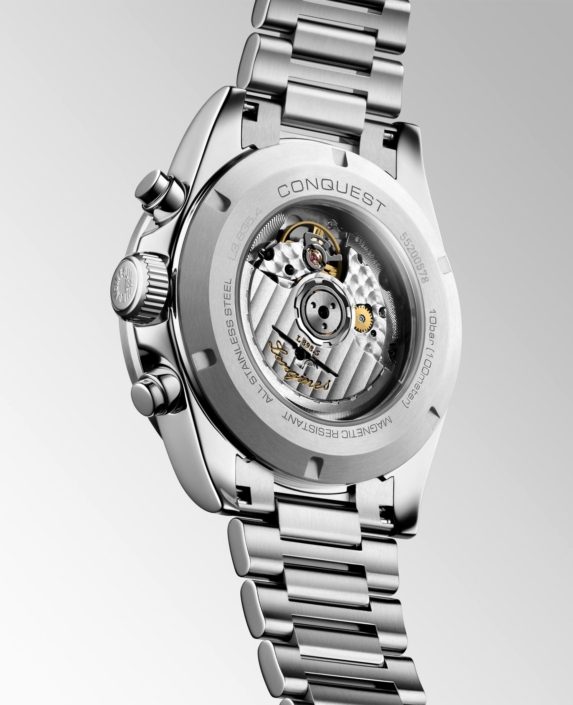 Gents Longines Conquest Automatic Chronograph 42mm Steel Bracelet Silver Dial