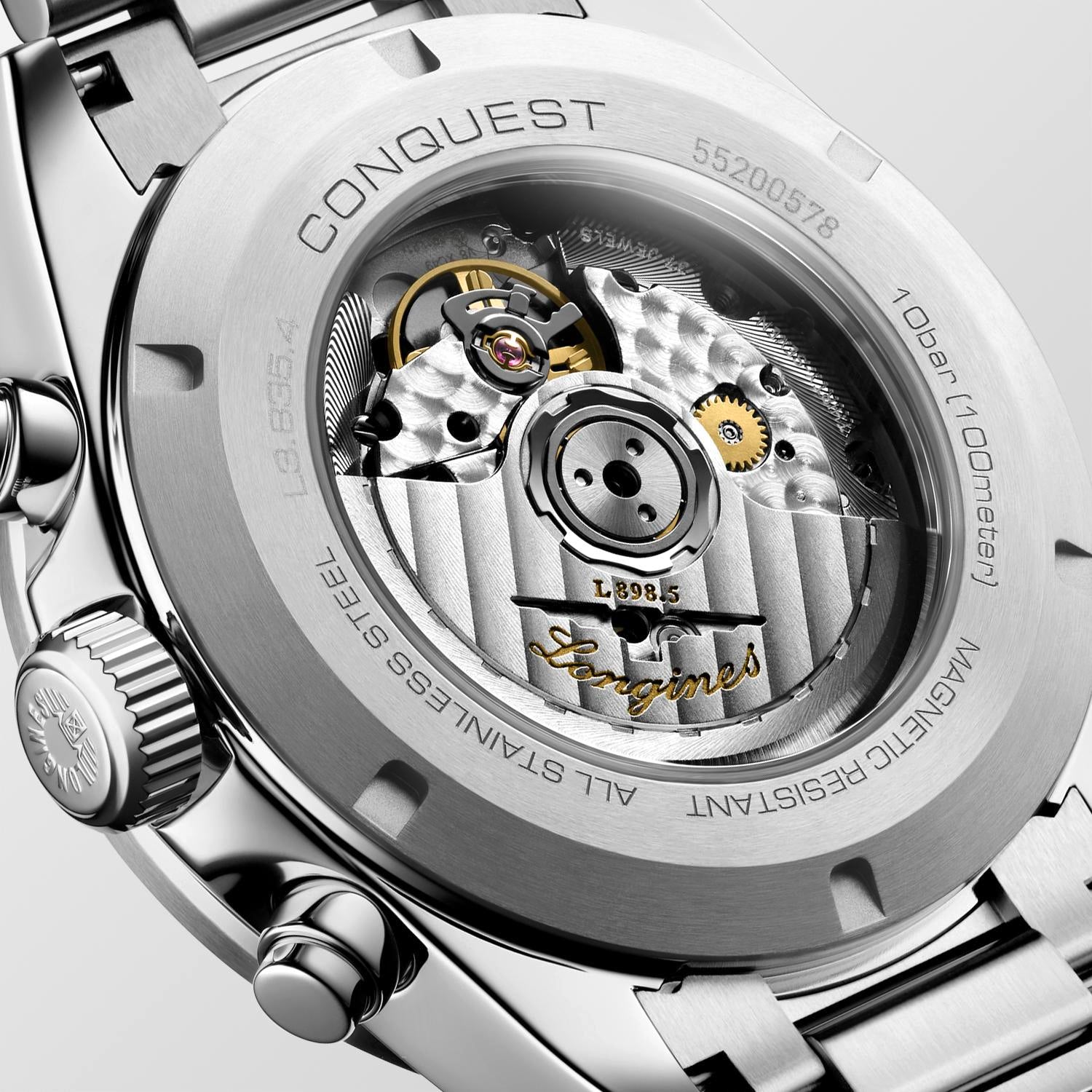 Gents Longines Conquest Automatic Chronograph 42mm Steel Bracelet Silver Dial
