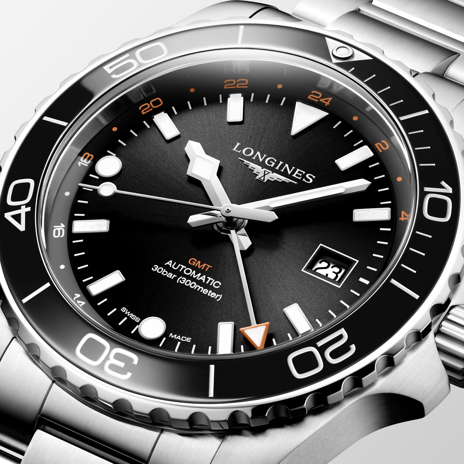 Gents Longines Hydroconquest Auto 43mm Steel Black Dial Date