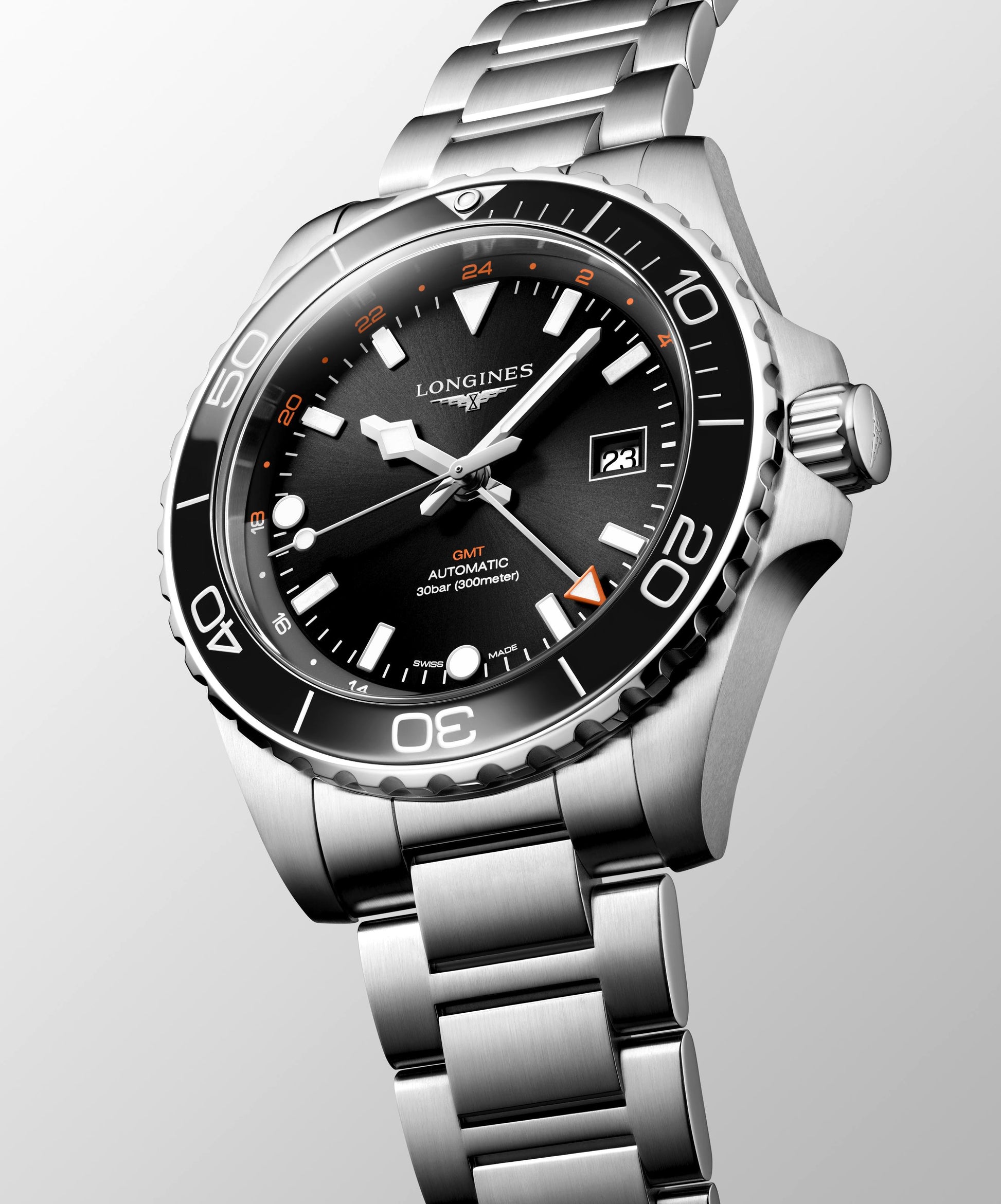 Gents Longines Hydroconquest Auto 43mm Steel Black Dial Date