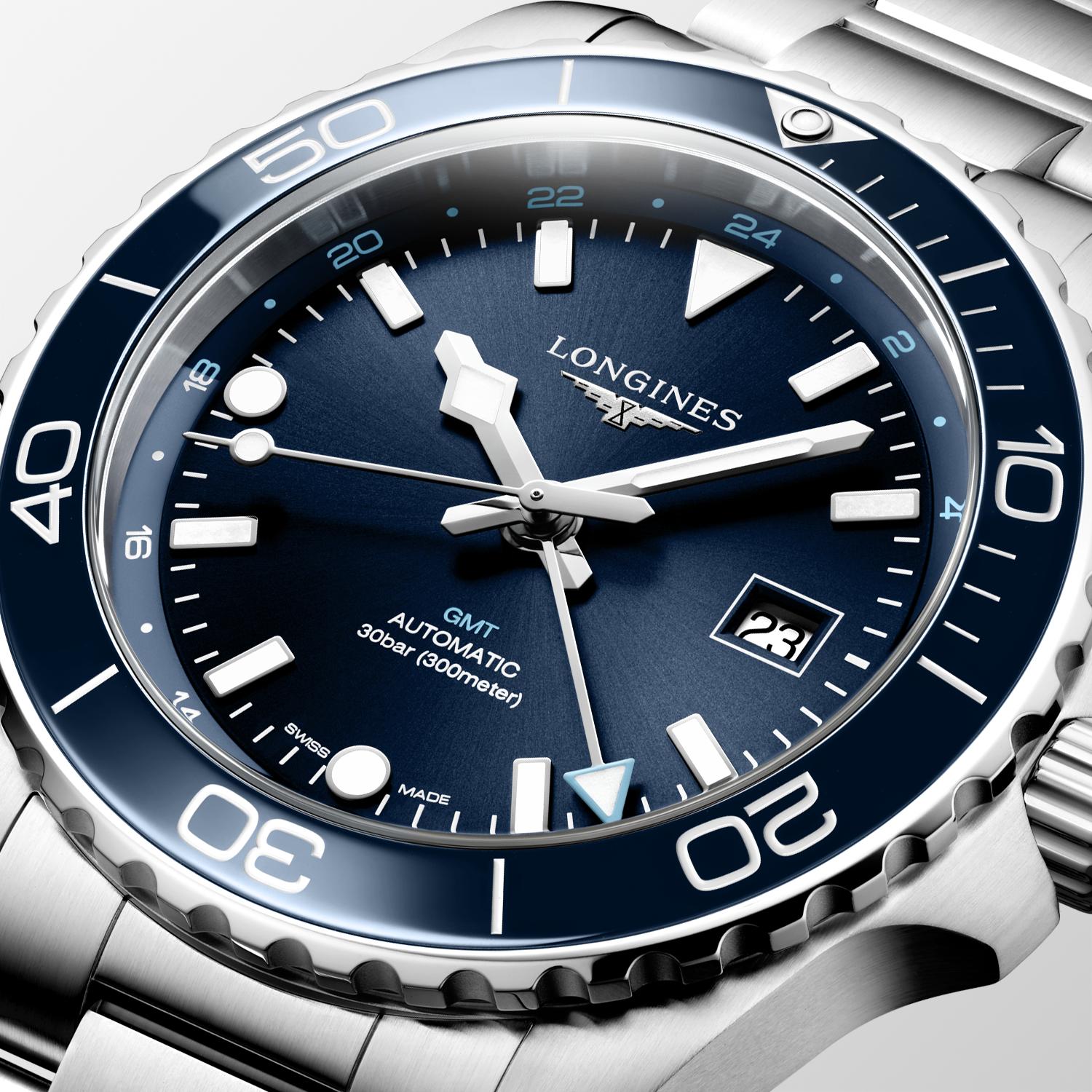 Gents Longines HC GMT Automatic 43mm Steel Blue Dial