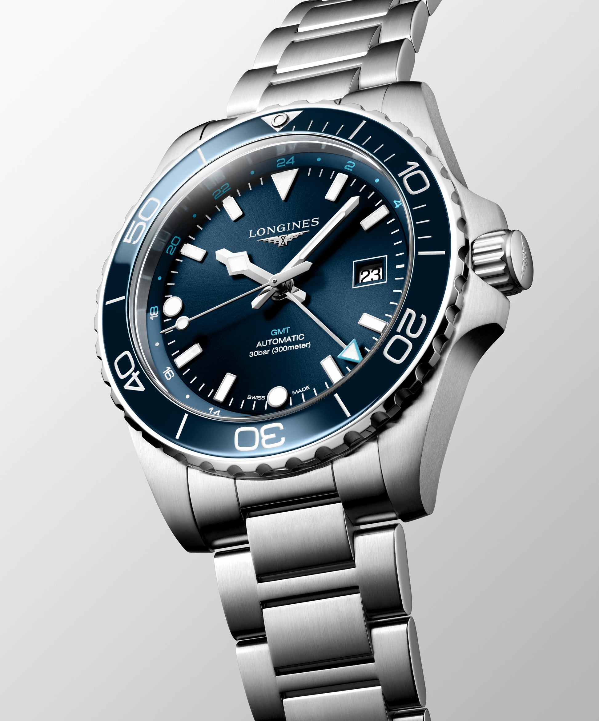 Gents Longines HC GMT Automatic 43mm Steel Blue Dial