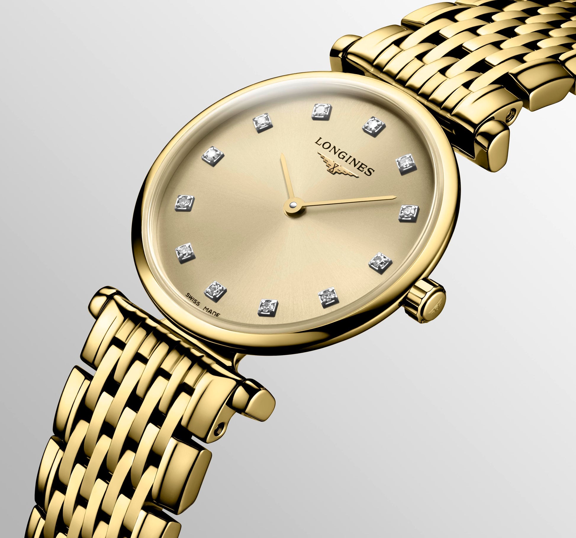 Ladies Longines Le Grande Classique 24mm Yellow Gold PVD Bracelet Champagne Diamond Dial