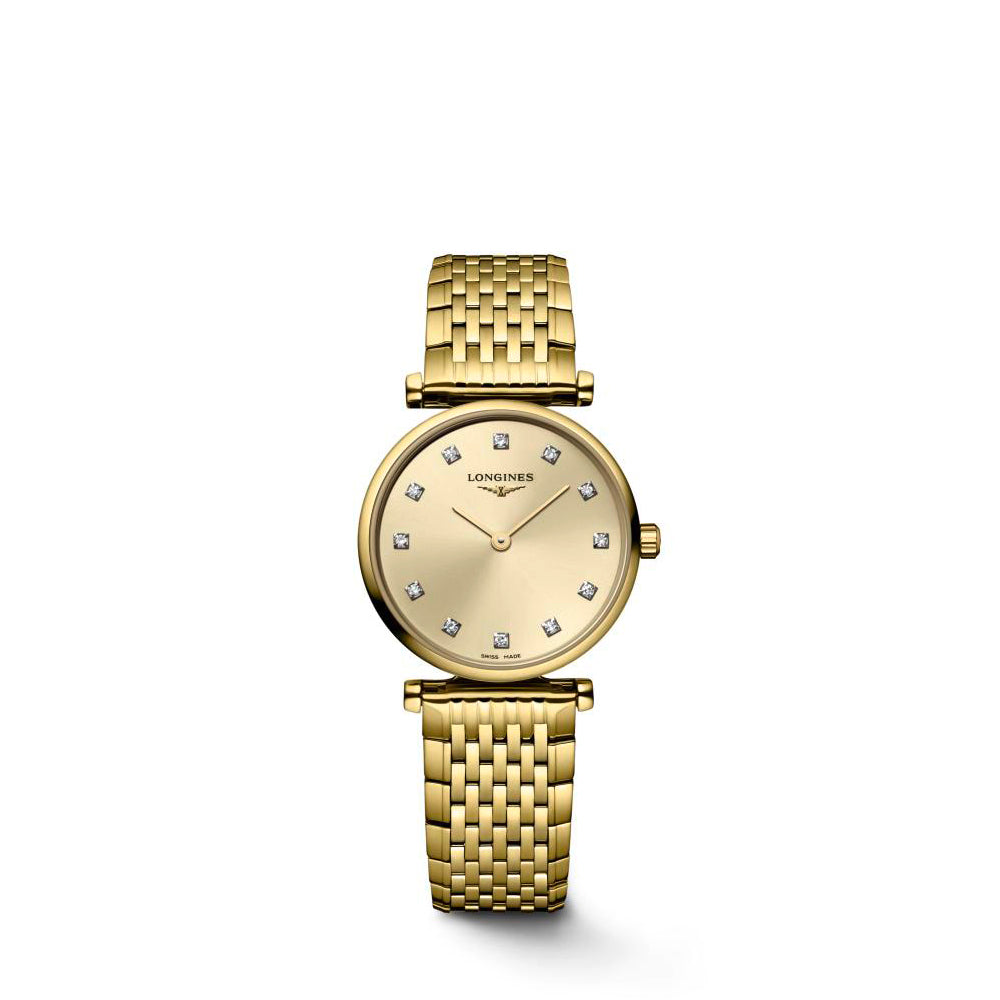 Ladies Longines Le Grande Classique 24mm Yellow Gold PVD Bracelet Champagne Diamond Dial