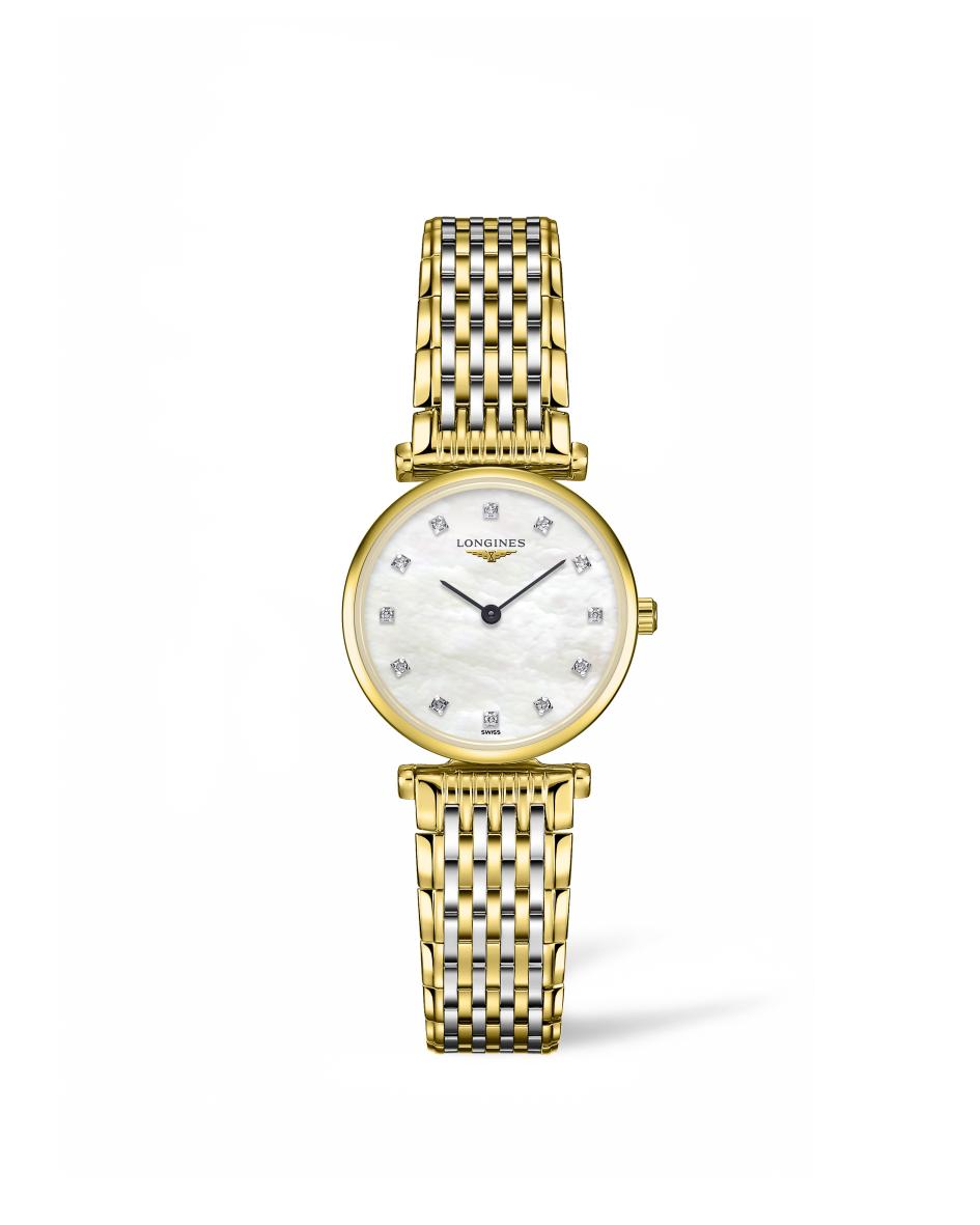 Ladies Longines Bi Coloured Le Grande Classique White Mother of Pearl Diamond Dial 24mm L4.209.2.87.7