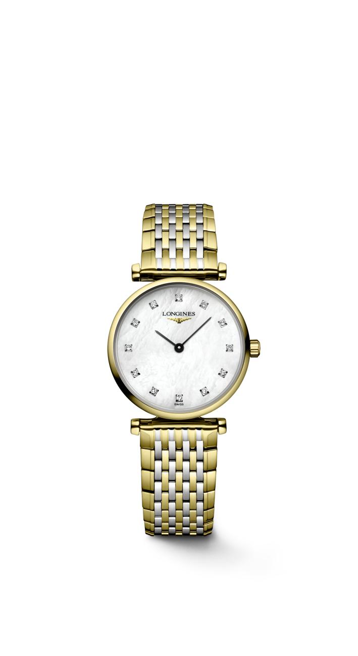 Ladies Longines Bi Coloured Le Grande Classique White Mother of Pearl Diamond Dial 24mm L4.209.2.87.7