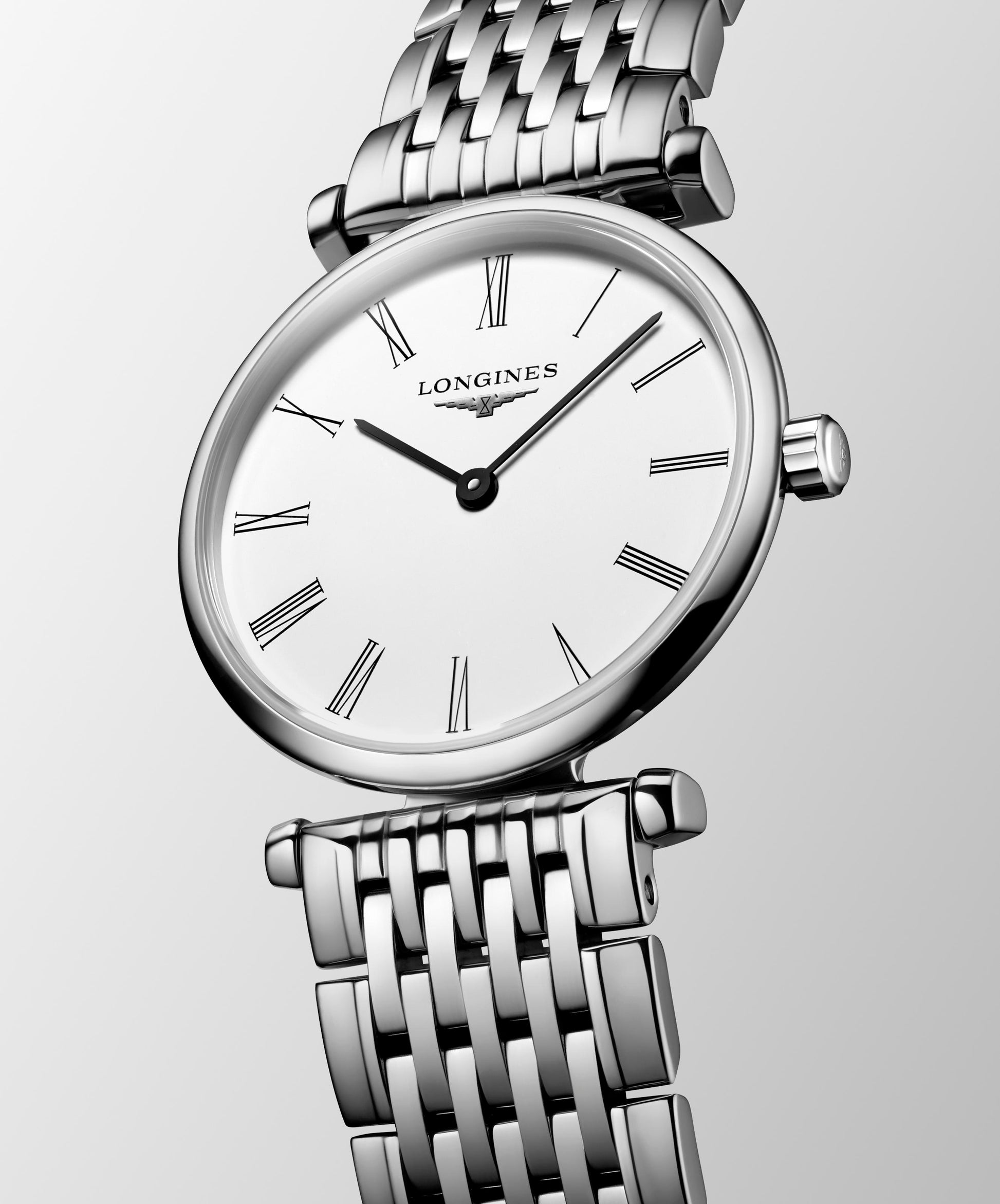 Ladies Longines Le Grande Classique 24mm Steel Bracelet White Roman Numeral Dial