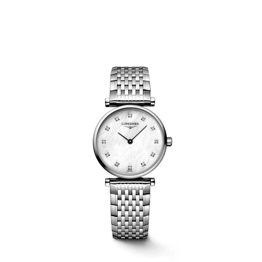 Ladies Longines La Grande Classique Steel Bracelet White Mother of Pearl Diamond Dot Dial