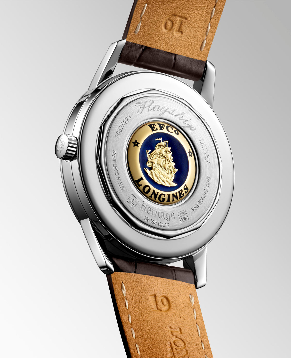 Gents Longines Heritage Flagship Automatic Steel Brown Strap