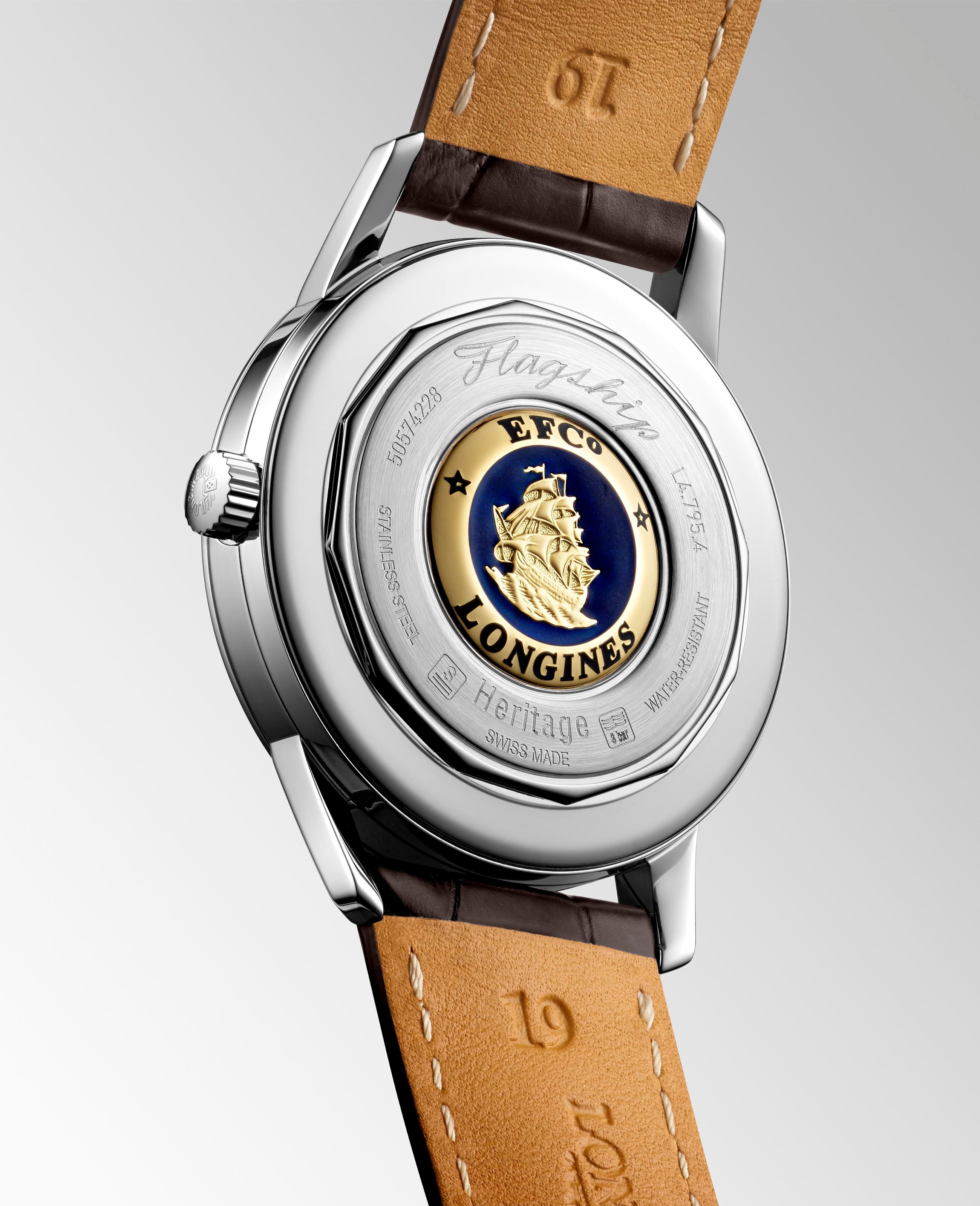 Gents Longines Heritage Flagship Automatic Steel Brown Strap