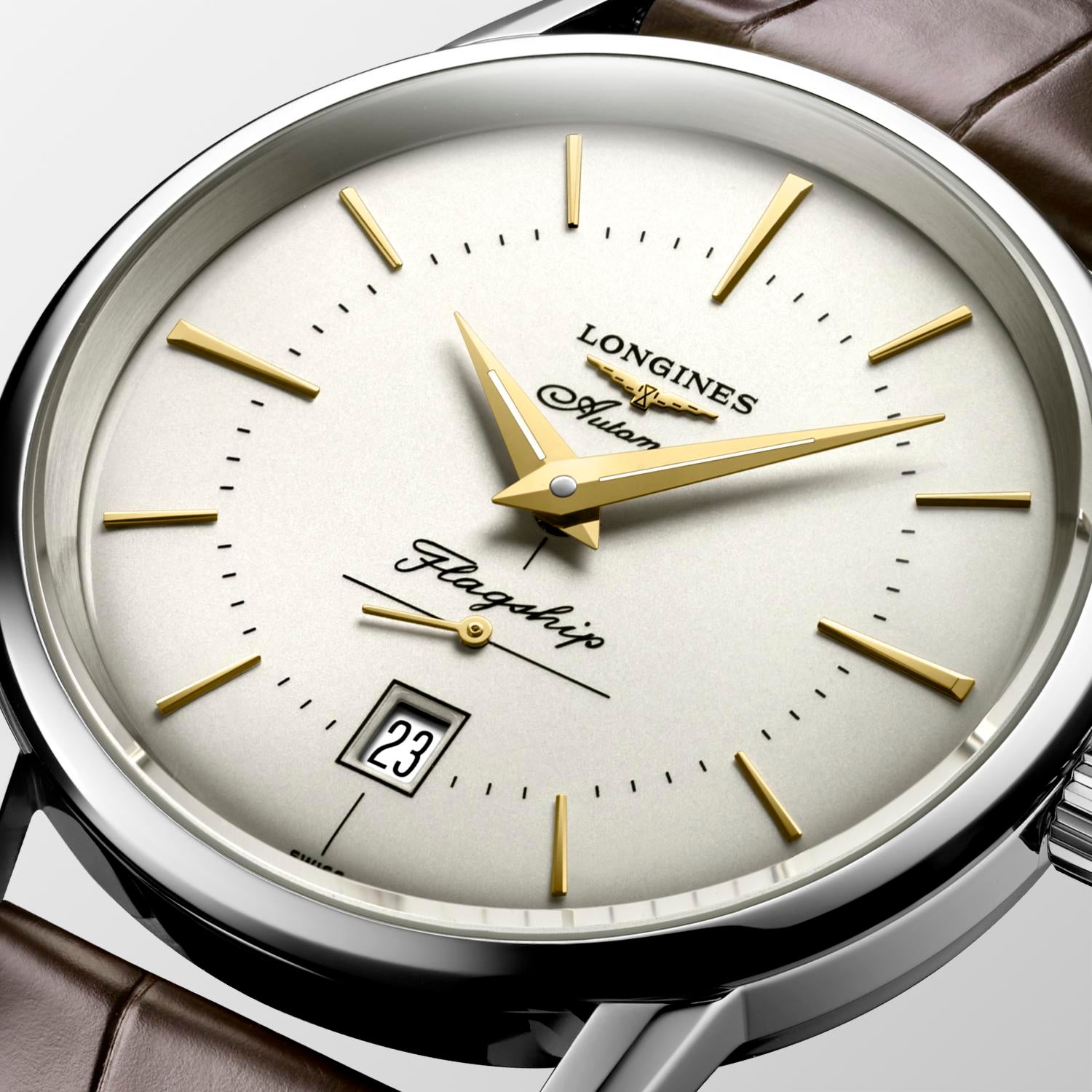 Gents Longines Heritage Flagship Automatic Steel Brown Strap