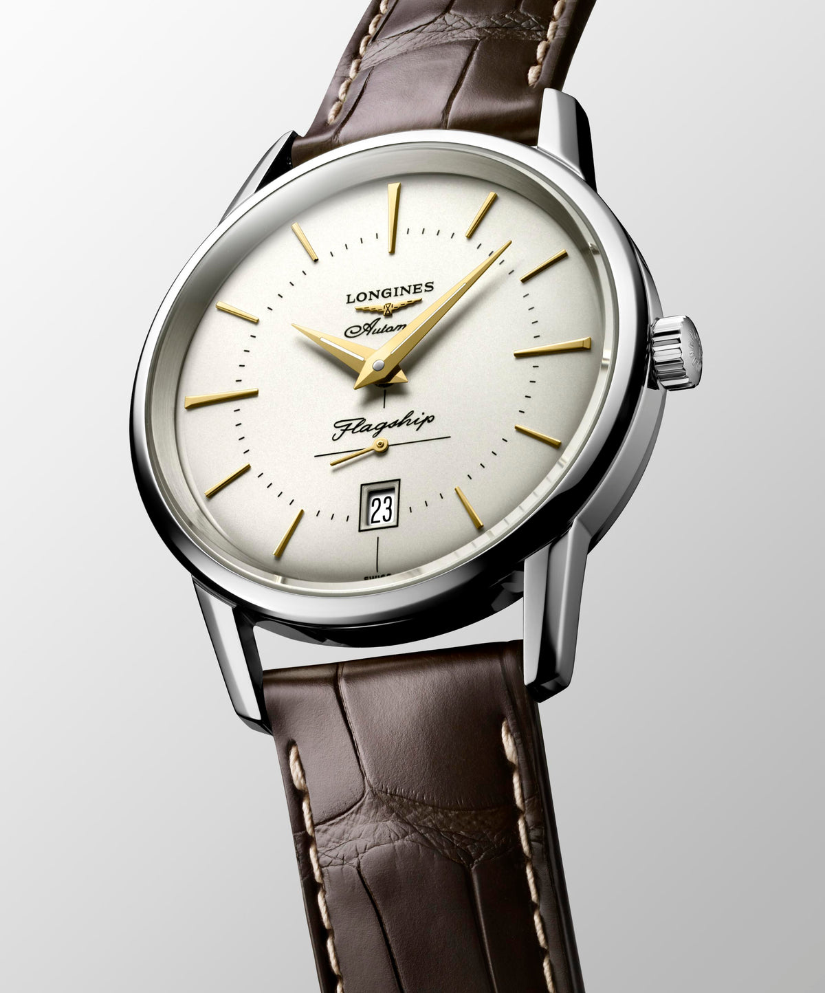 Gents Longines Heritage Flagship Automatic Steel Brown Strap